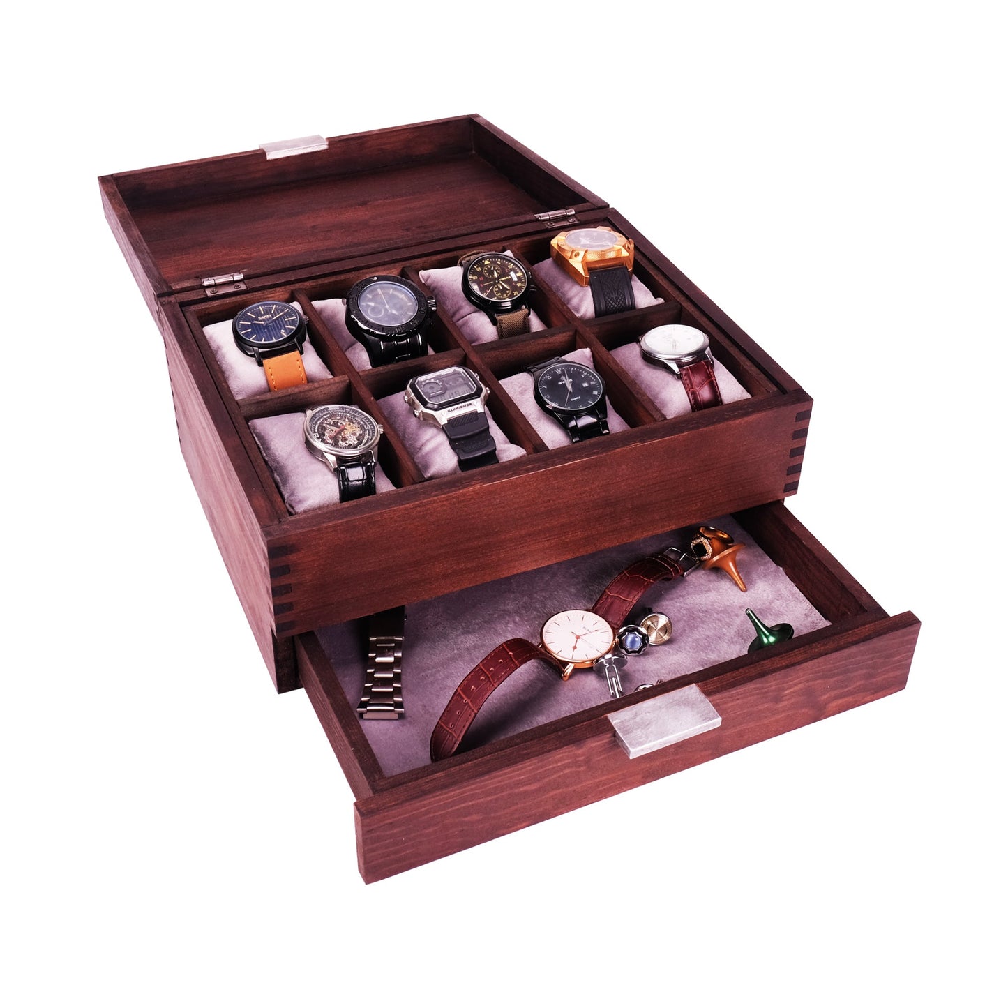 Watch Box for 8 watches in Dark Walnut Finish - Deferichs