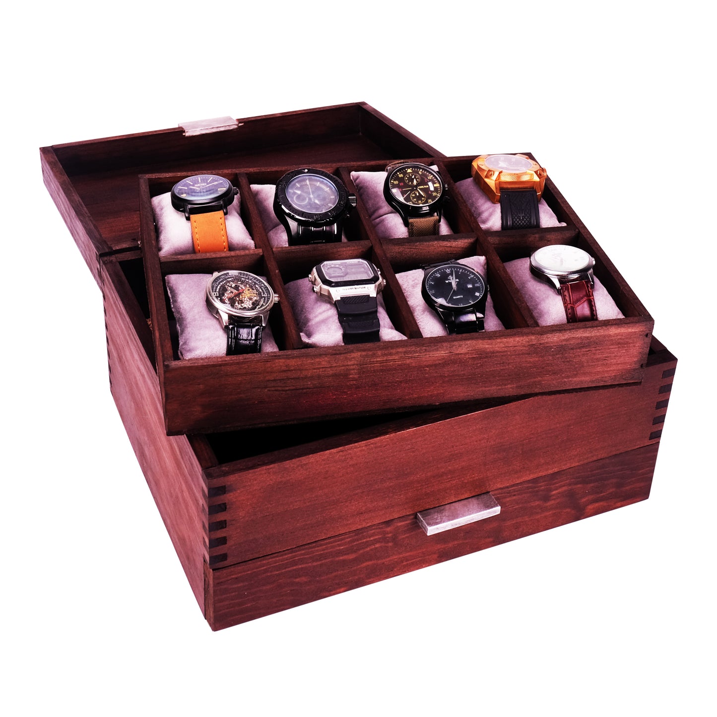 Watch Box for 8 watches in Dark Walnut Finish - Deferichs