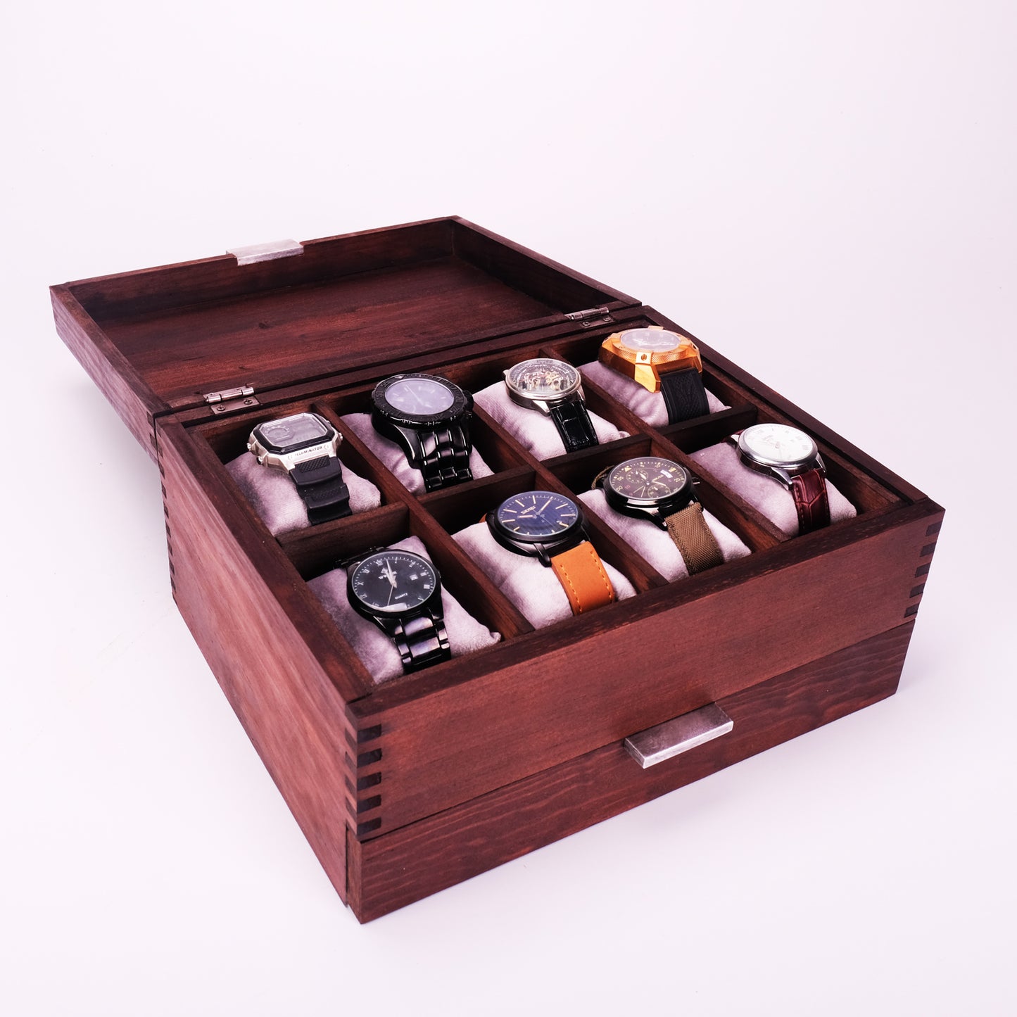 Watch Box for 8 watches in Dark Walnut Finish - Deferichs