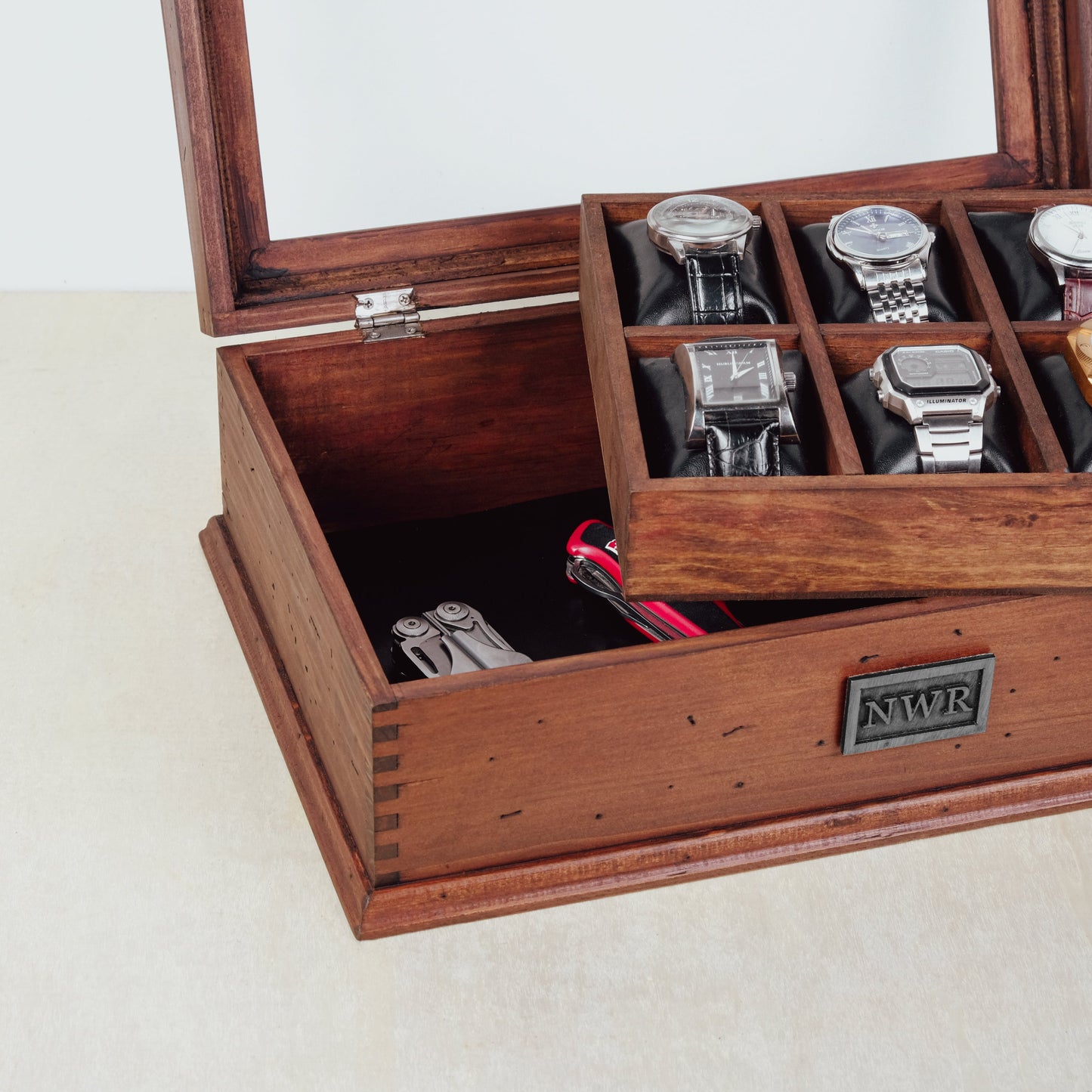Watch Box for 10 Watches with a Secret Compartment. - Deferichs