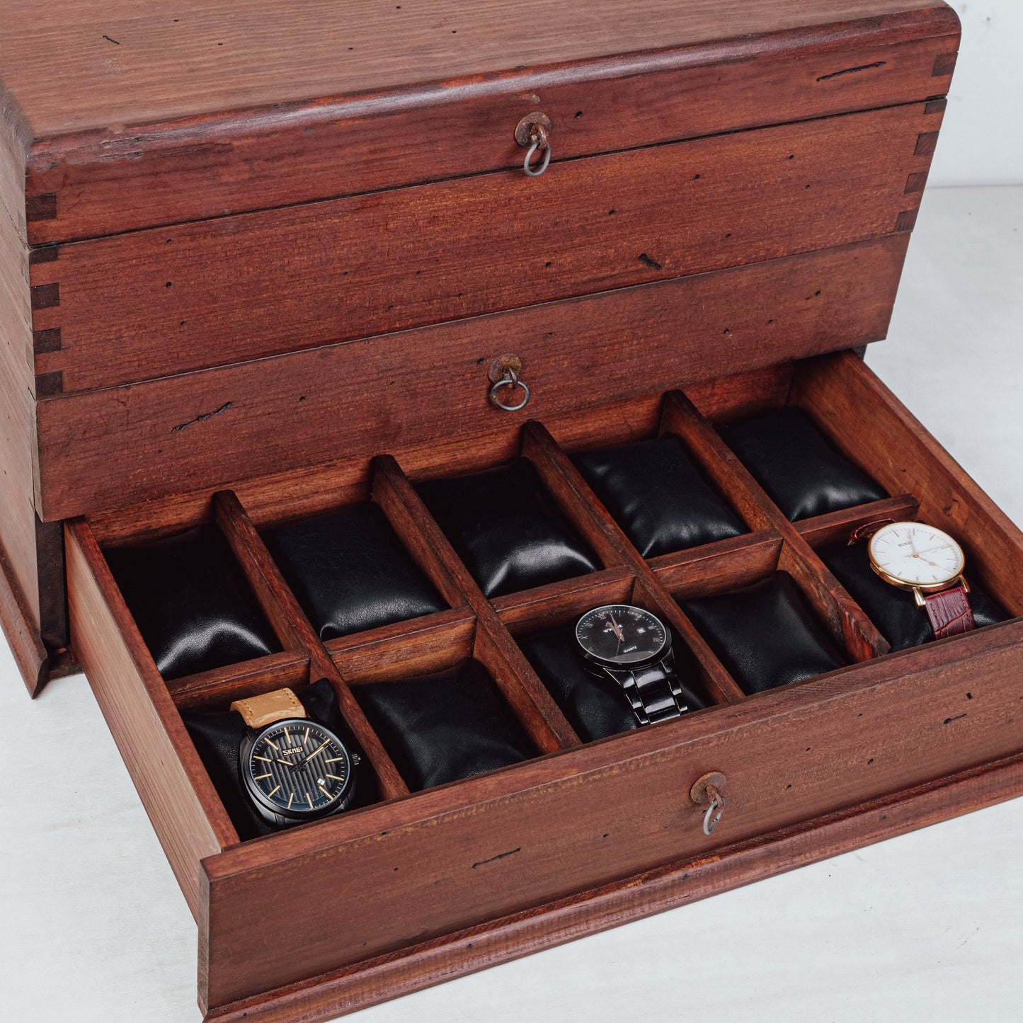 Watch Box for 20 Watches with Cufflink Drawer - Deferichs