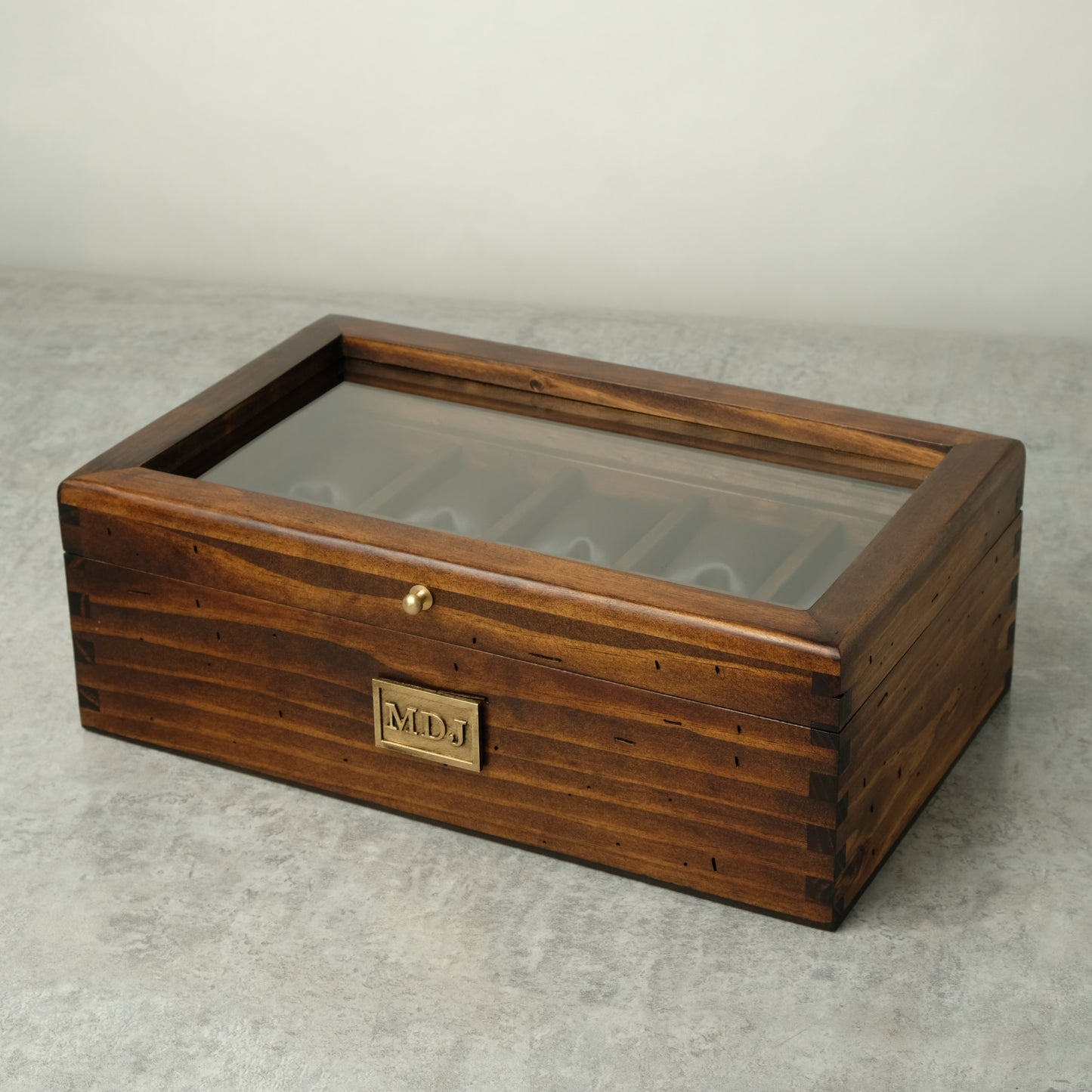 Watch Box for 10 Watches with Secret Compartment - Brass - Modern