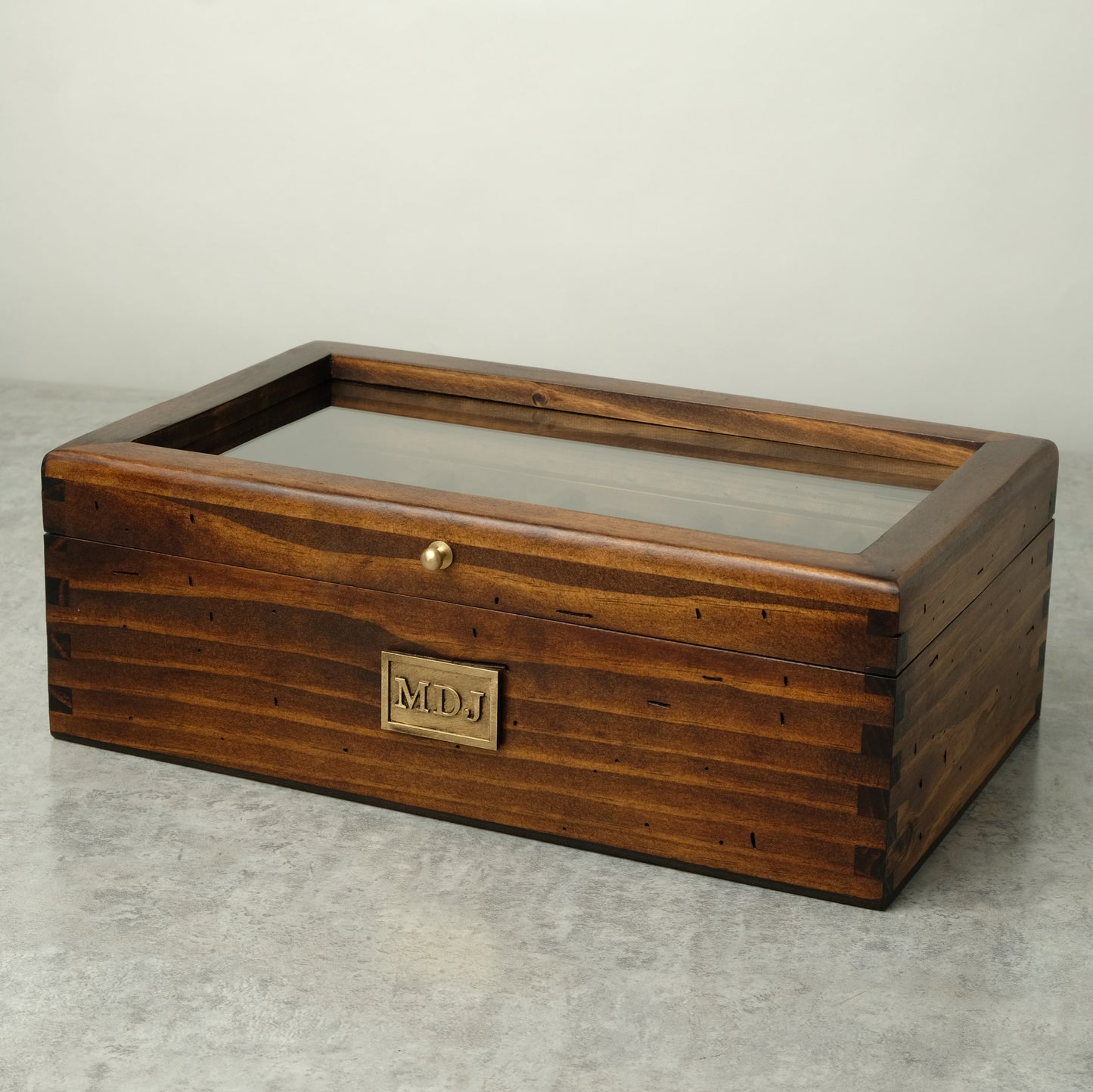 Watch Box for 10 Watches with Secret Compartment - Brass - Modern