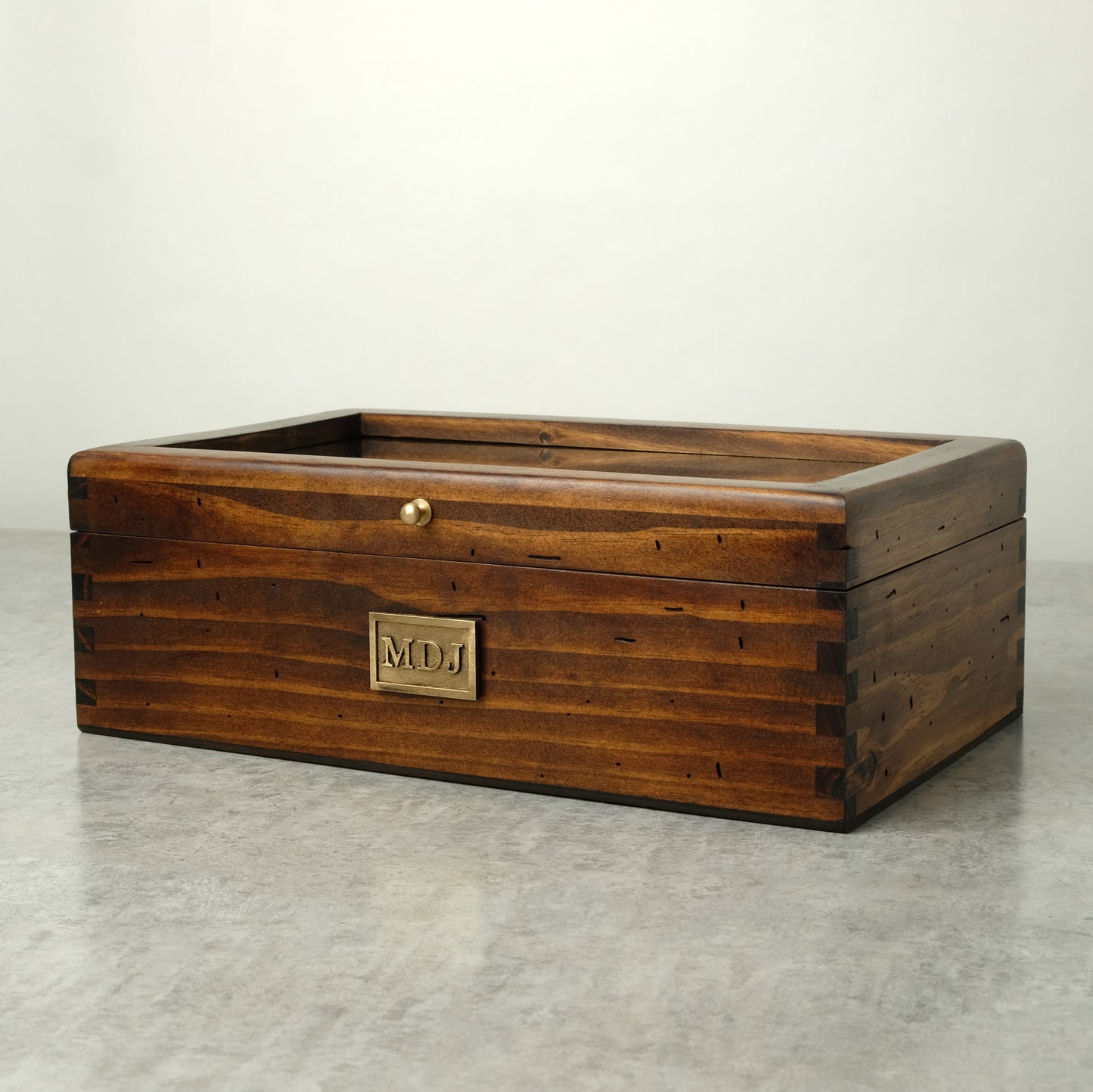 Watch Box for 10 Watches with Secret Compartment - Brass - Modern