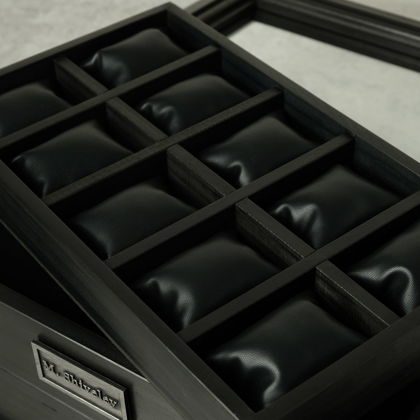 Watch Box for 20 Watches with Drawer Black Ebonized Wood