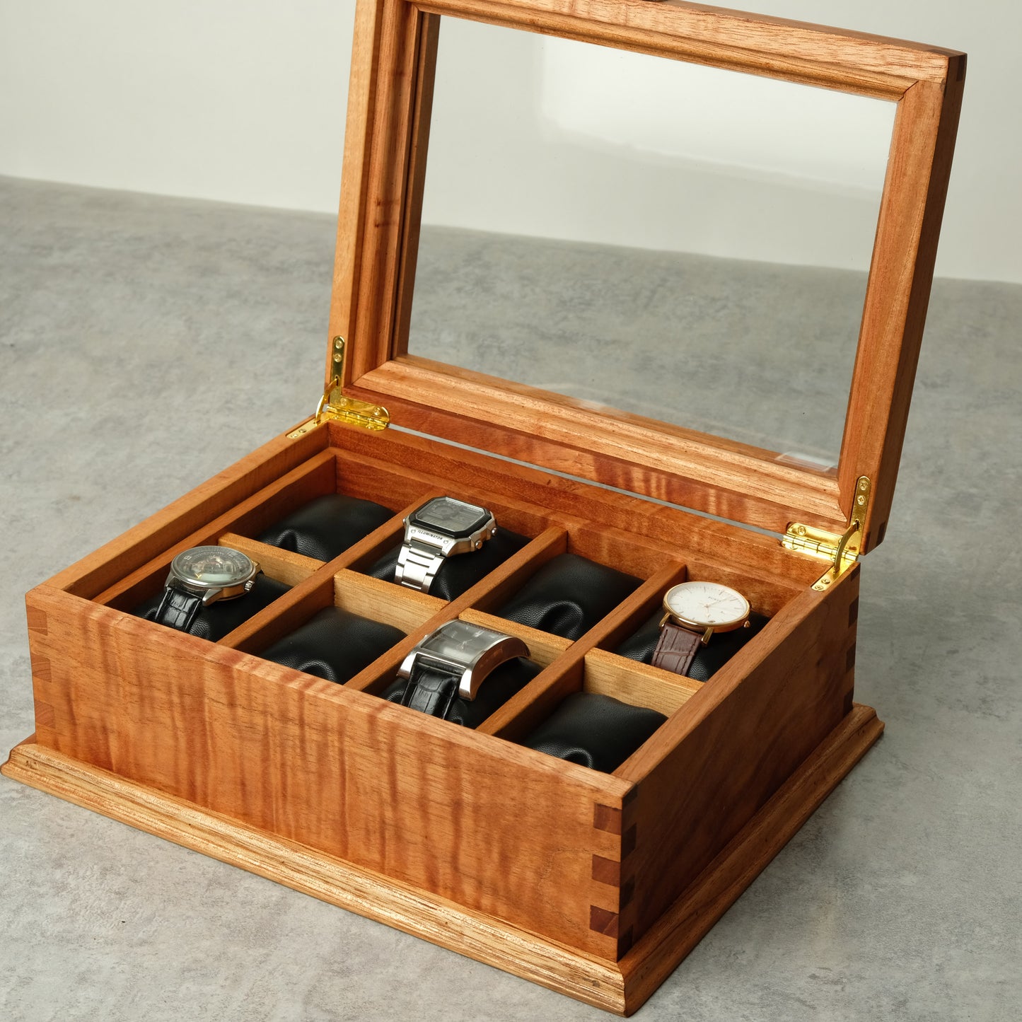 Watch Box for 8 Watches with Secret Compartment - Cedar Wood.