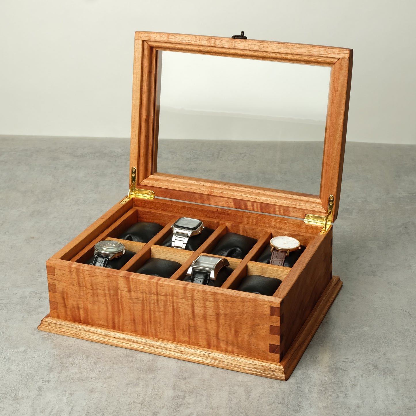 Watch Box for 8 Watches with Secret Compartment - Cedar Wood.