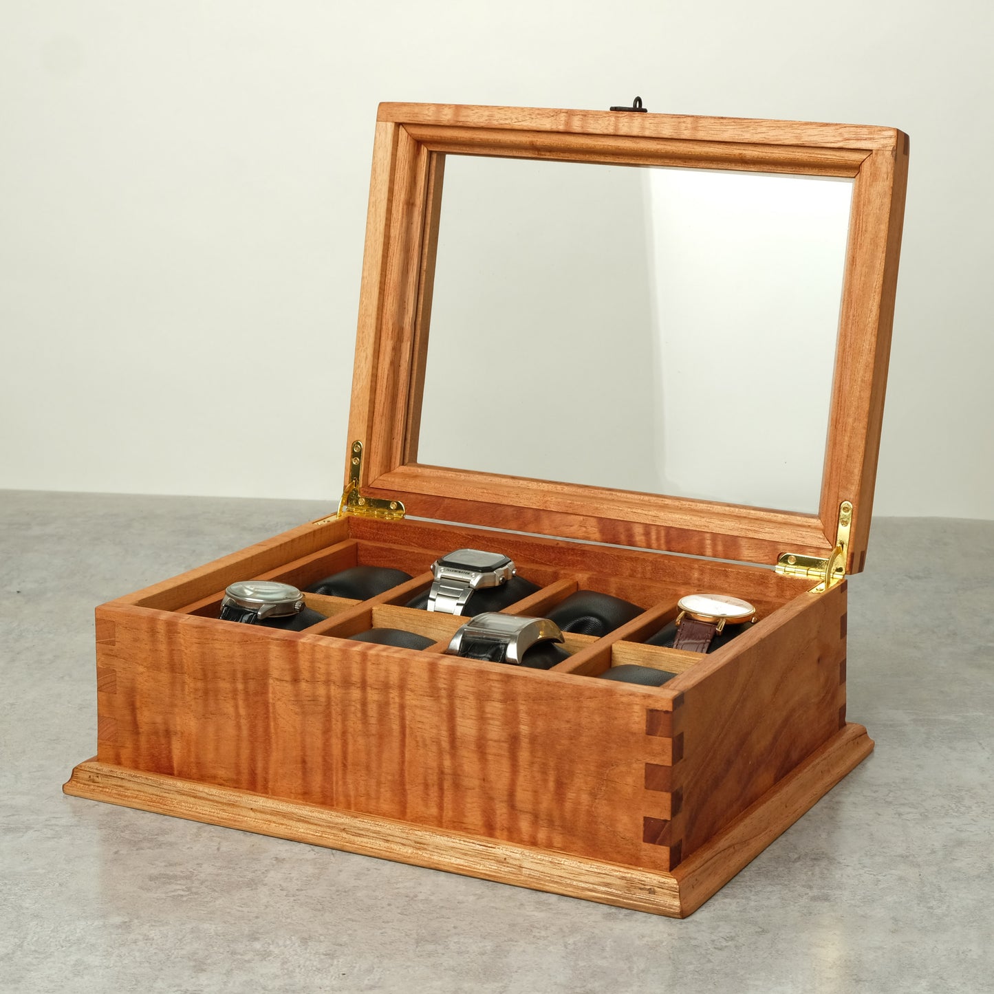 Watch Box for 8 Watches with Secret Compartment - Cedar Wood.