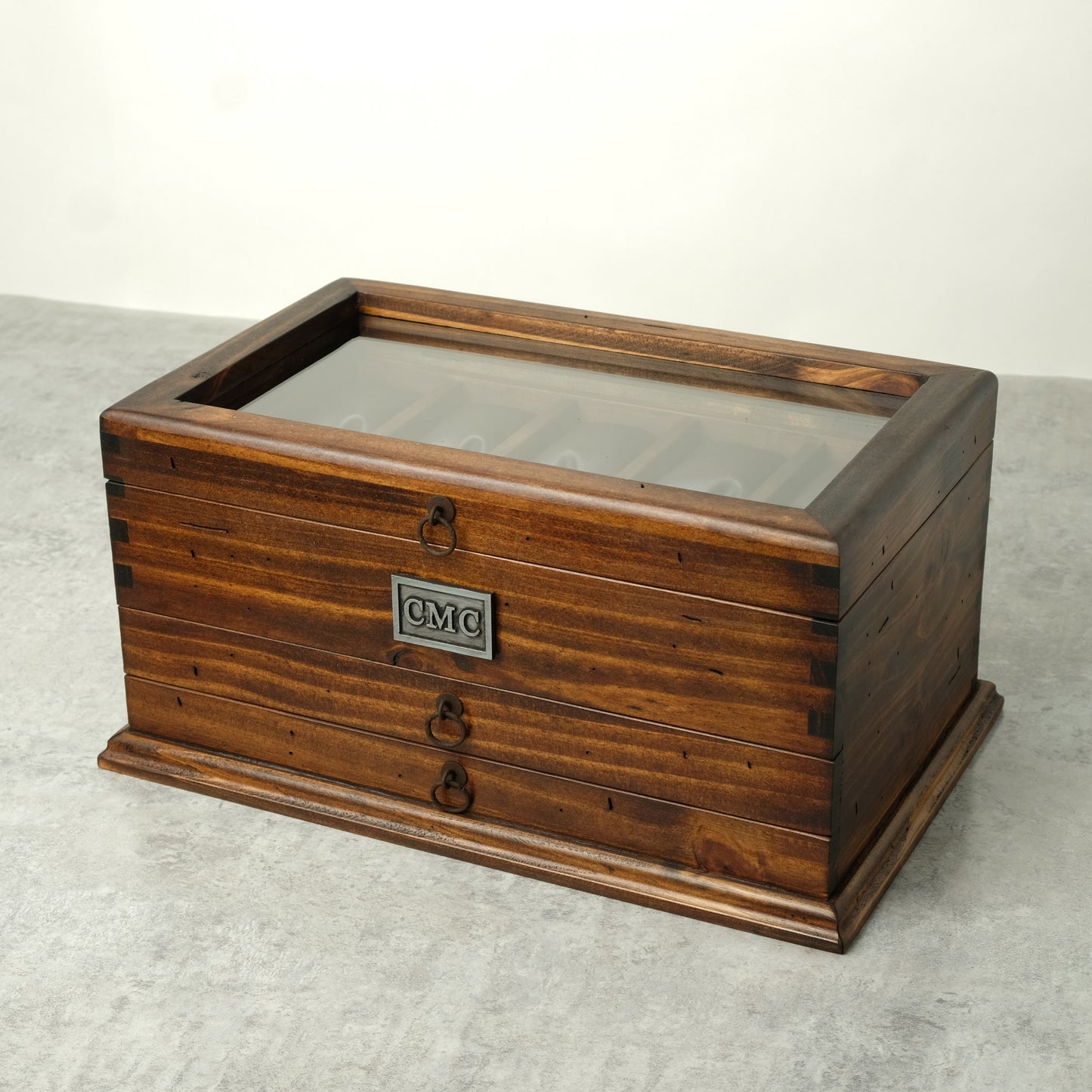 Watch Box for 10 Watches with Double Storage Drawer
