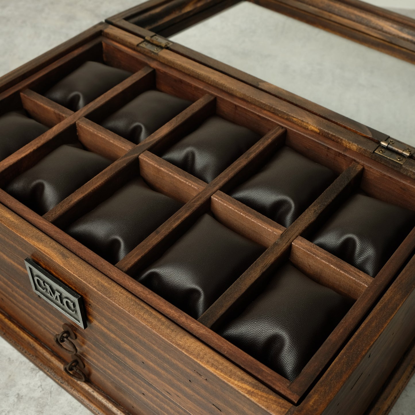 Watch Box for 10 Watches with Double Storage Drawer