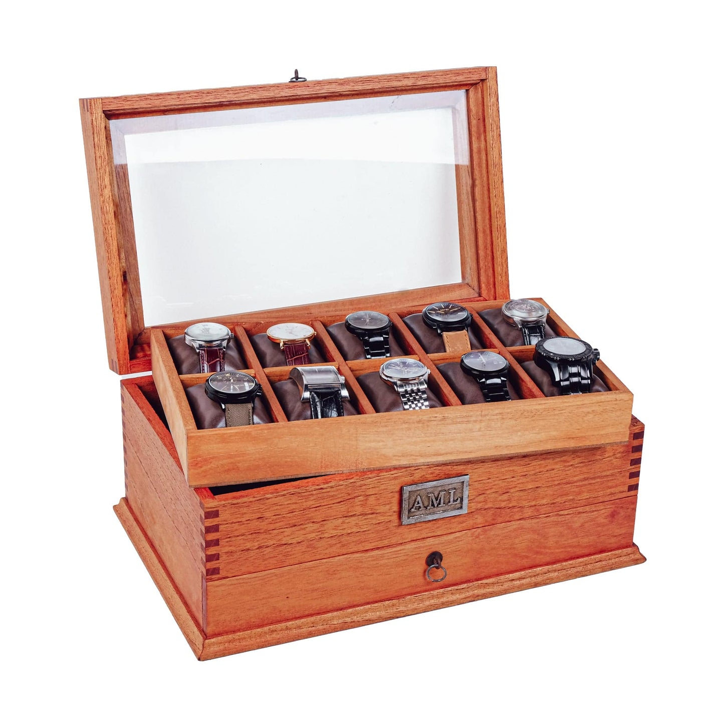 Cedar Watch Box for 10 Watches with a Drawer