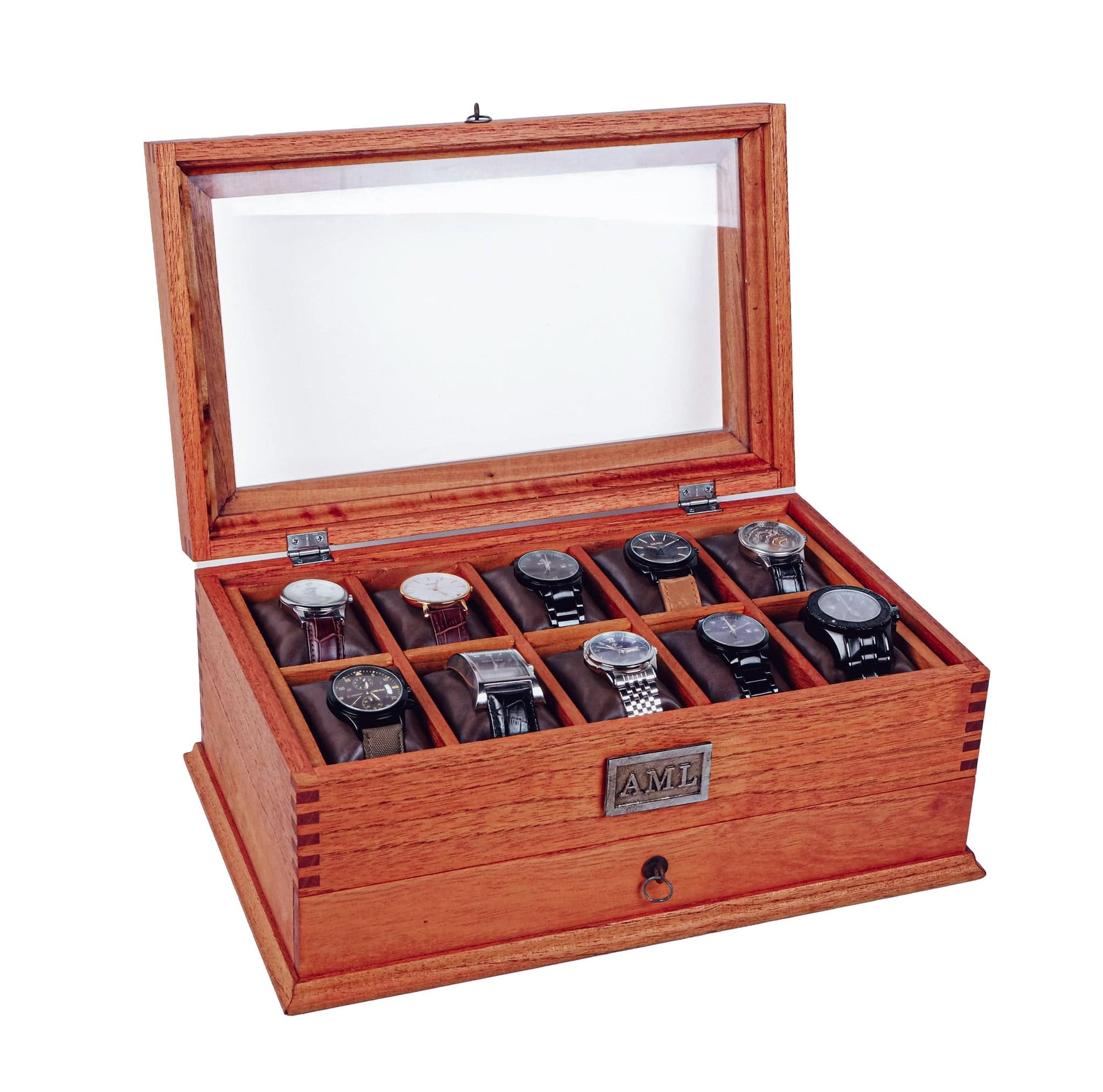 Cedar Watch Box for 10 Watches with a Drawer