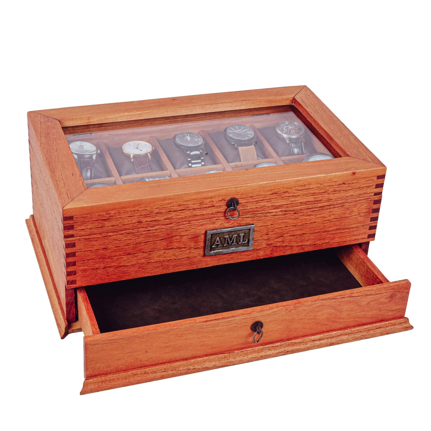 Cedar Watch Box for 10 Watches with a Drawer