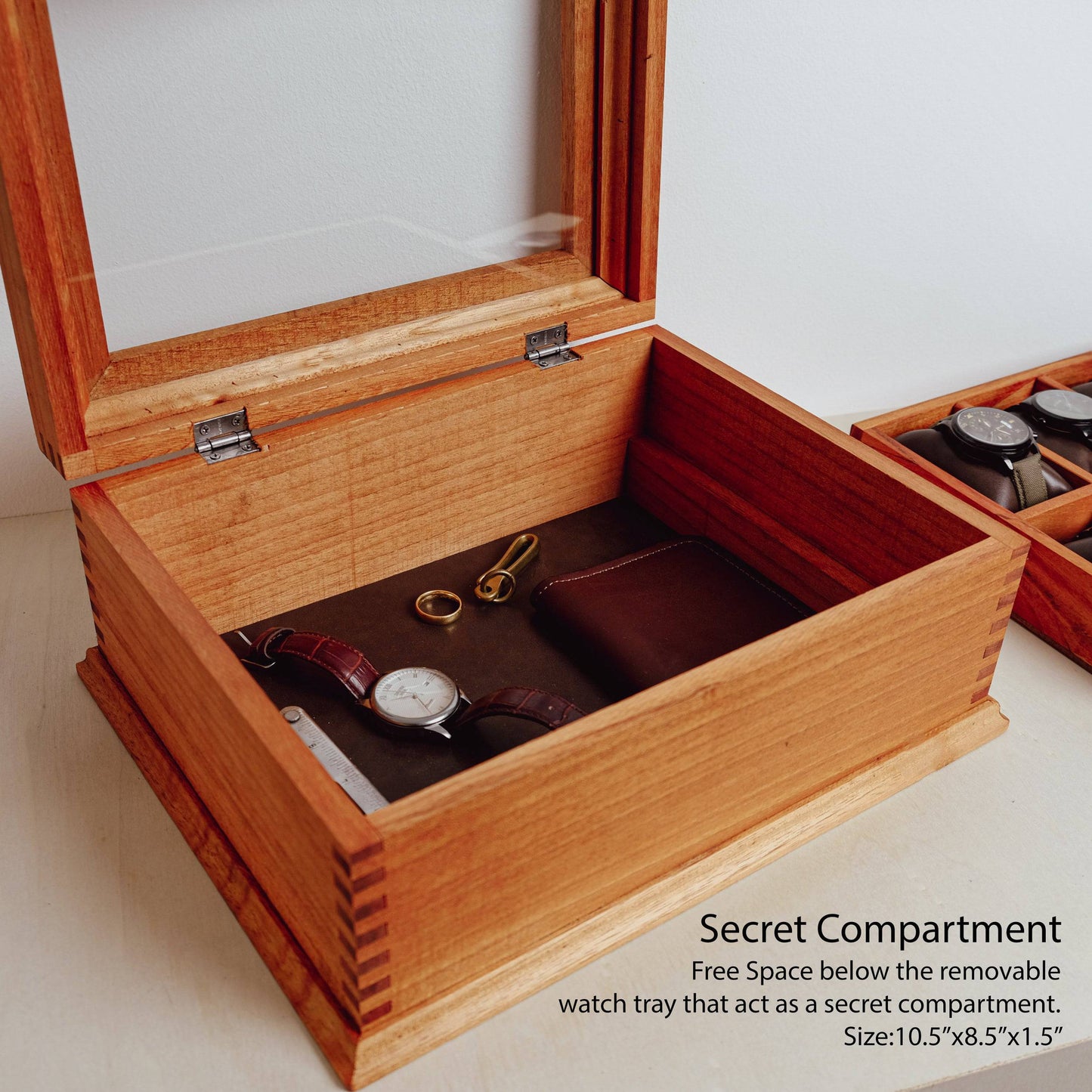 Watch Box for 8 Watches with Secret Compartment - Cedar Wood. - Deferichs