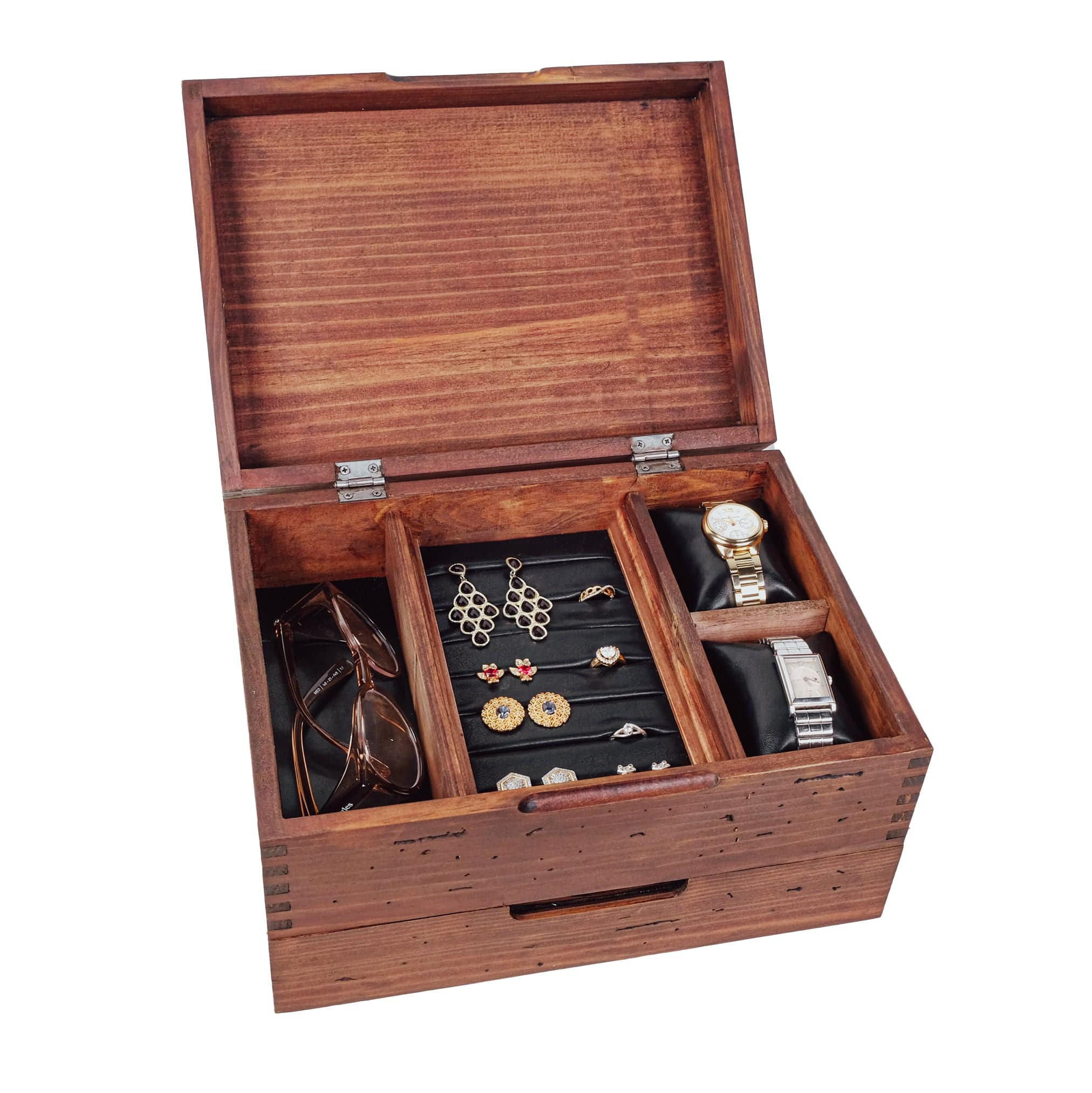 Cedar Jewelry 2024 Box with Special Mom Sentiment Engraved on the Top and One Removeable Oak Tray, Jewelry, Leather Lined, Wooden Box