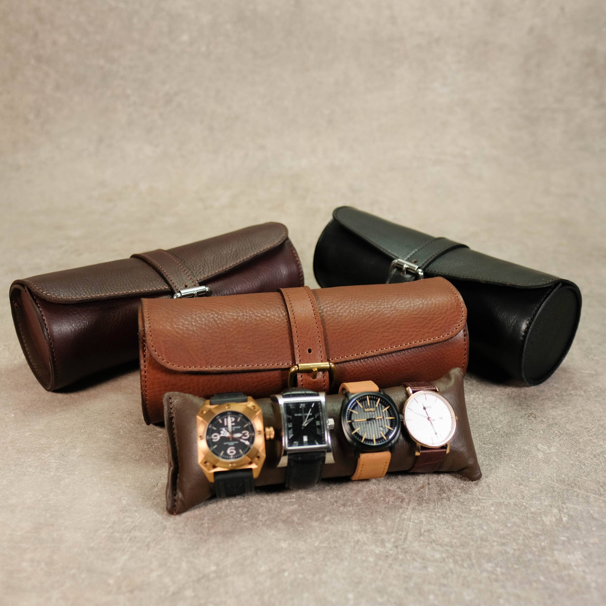 Leather Watch Roll for 4 Watches - Deferichs