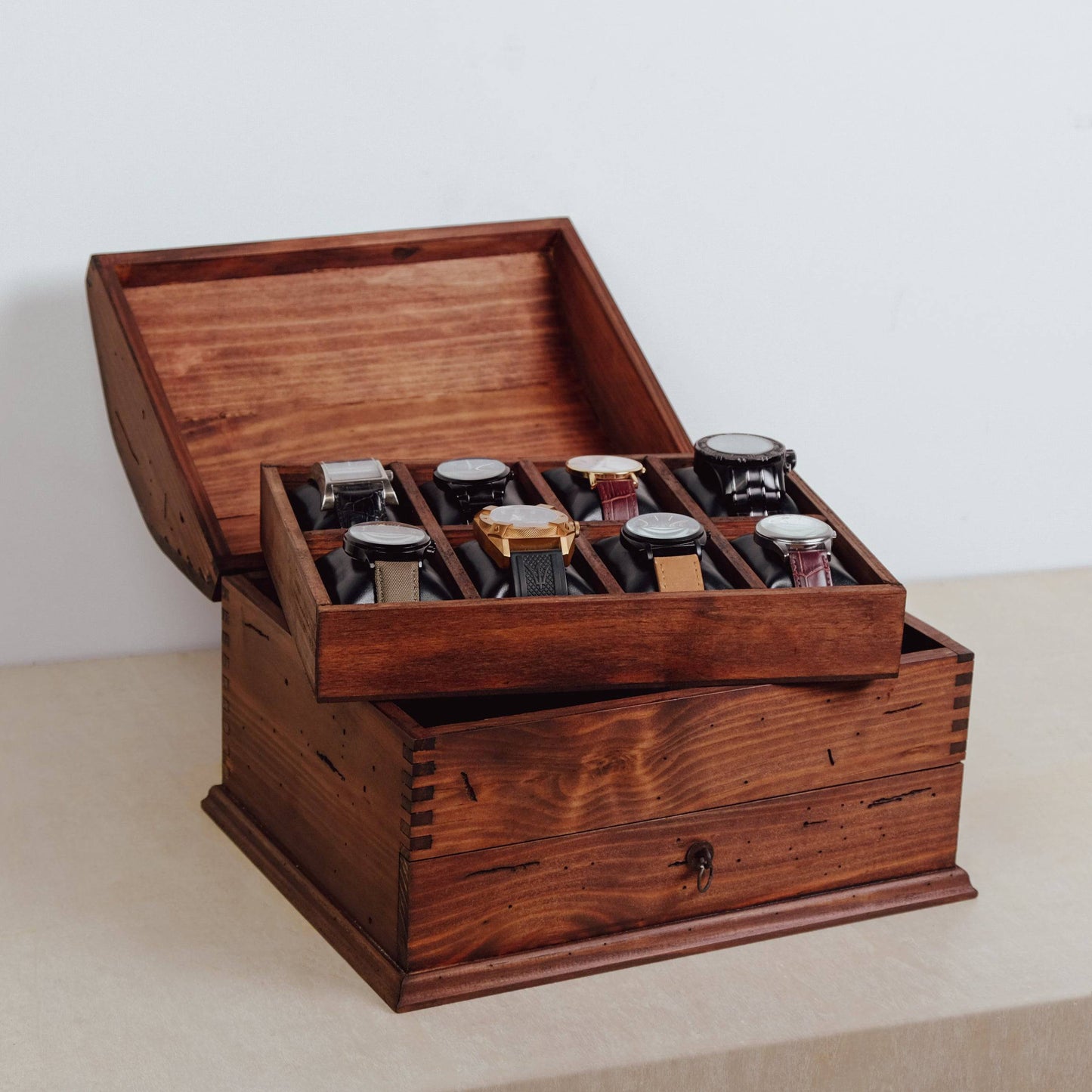 Curved Watch Box No.8 with Drawer - Deferichs