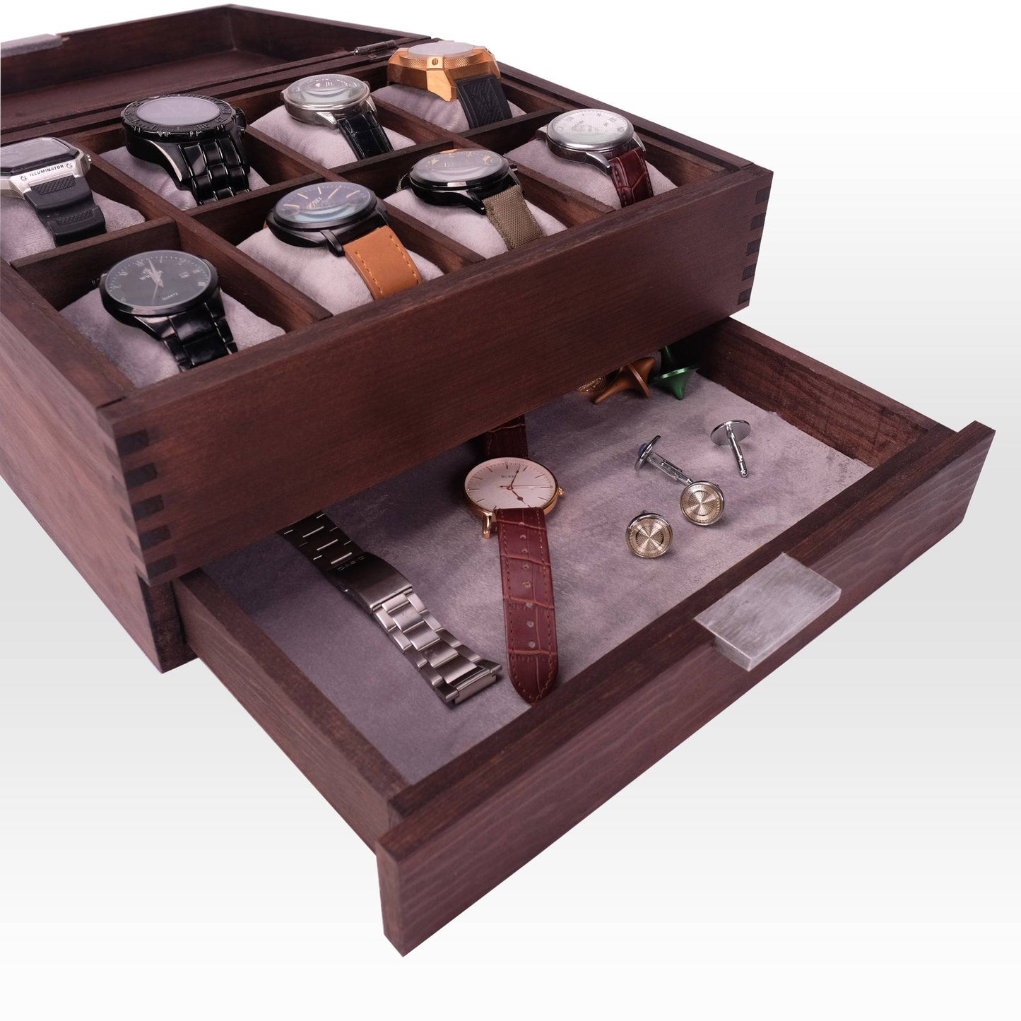 Watch Box for 8 watches in Dark Walnut Finish - Deferichs