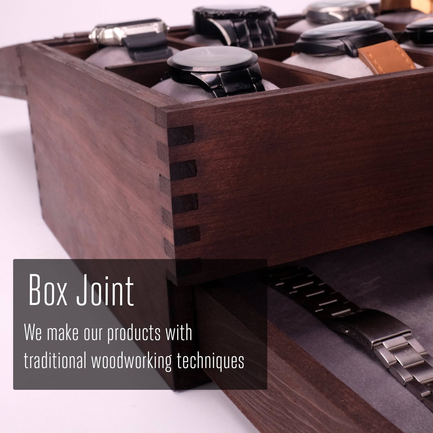 Watch Box for 8 watches in Dark Walnut Finish - Deferichs