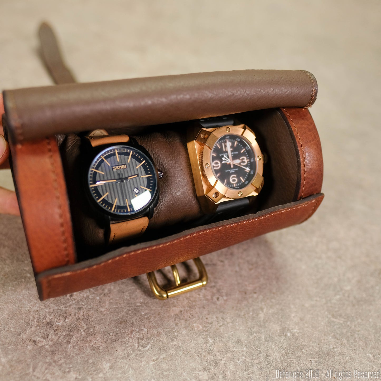 Leather Watch Roll for 2 Watches - Deferichs