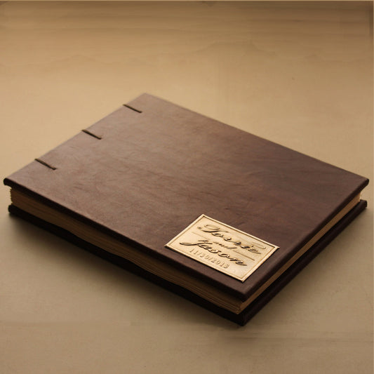 Vintage Wedding Guest Book - 100% Genuine Leather - Coptic Binding - Customizable - Deferichs