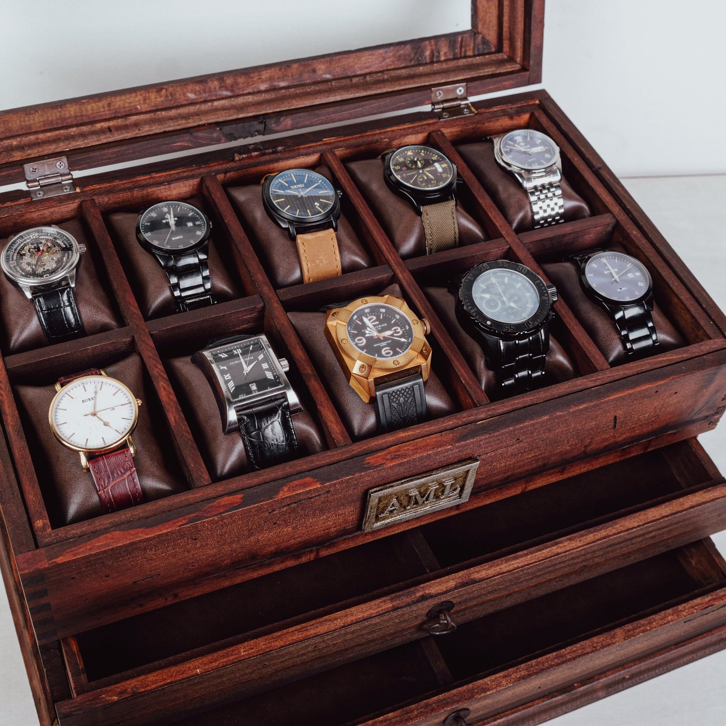 Watch Box for 10 Watches with Double Storage Drawer- Deferichs