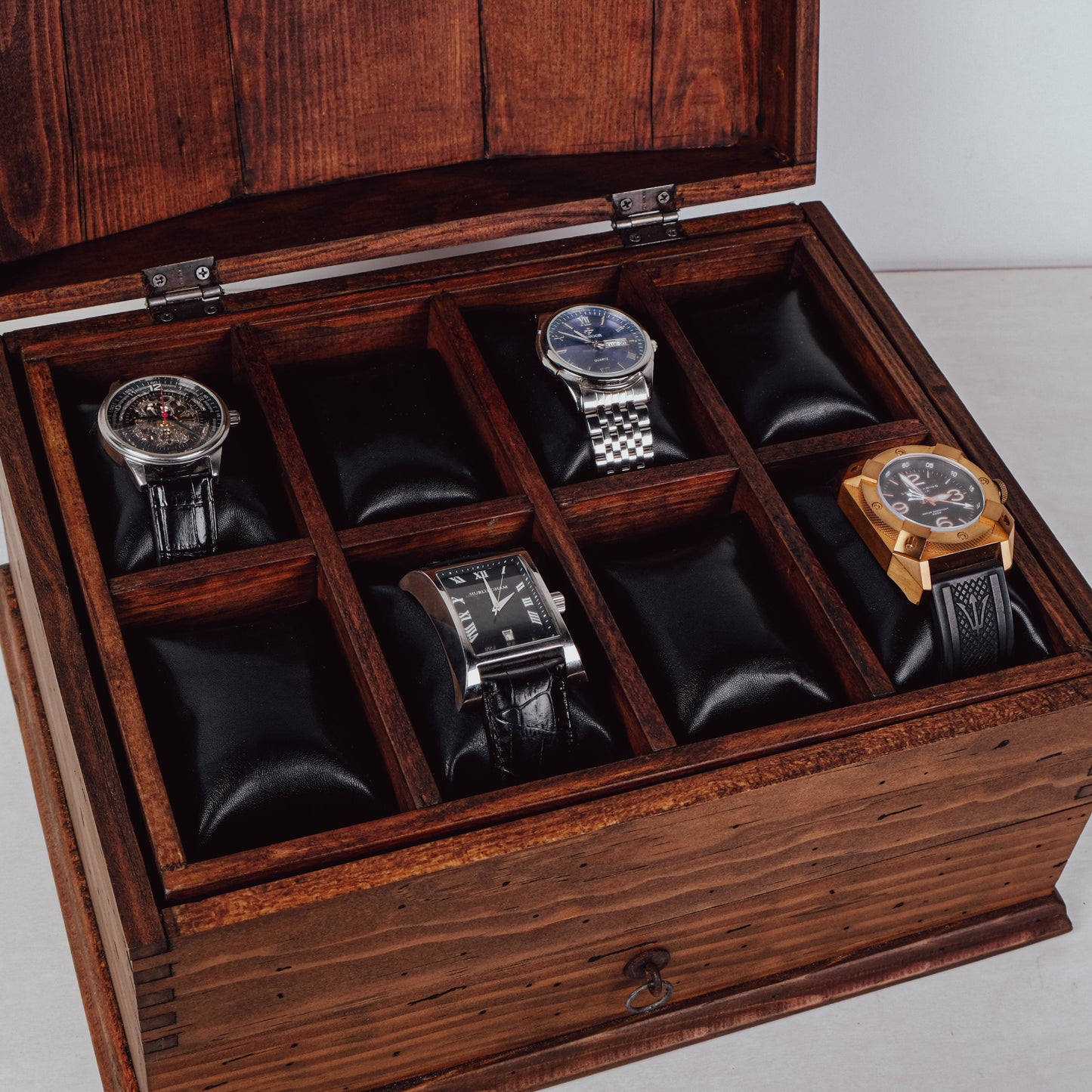 Wooden Chest Watch Box for 8 Watches with Drawer - Deferichs