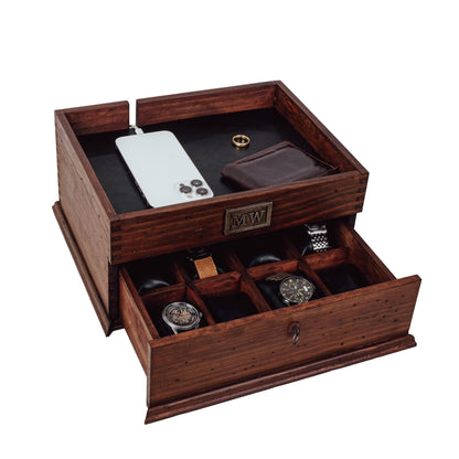 Men's Organizer Watch Box with Charging Station and Catch All - Deferichs