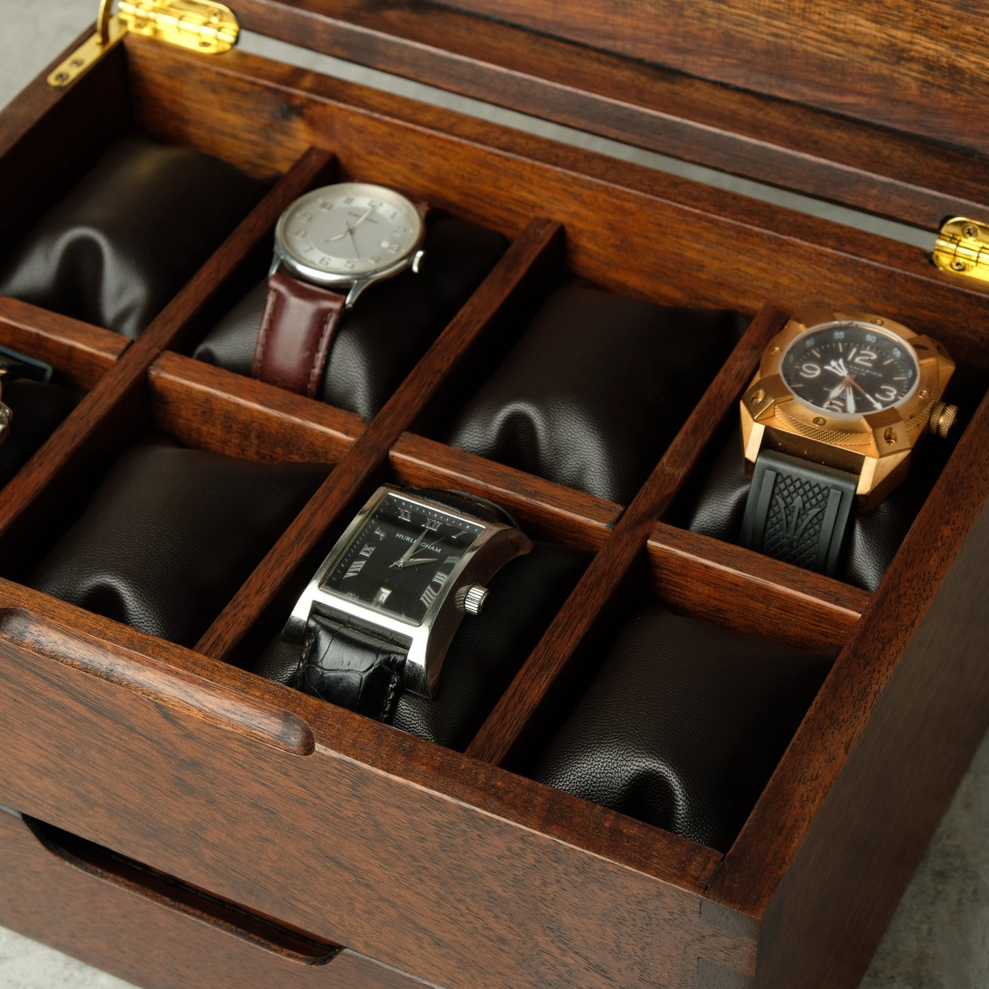 Watch Box made from Hardwood Tzalam for 8 Watches