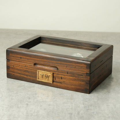 Rustic Watch Box for 8 Watches with Personalized Monogram