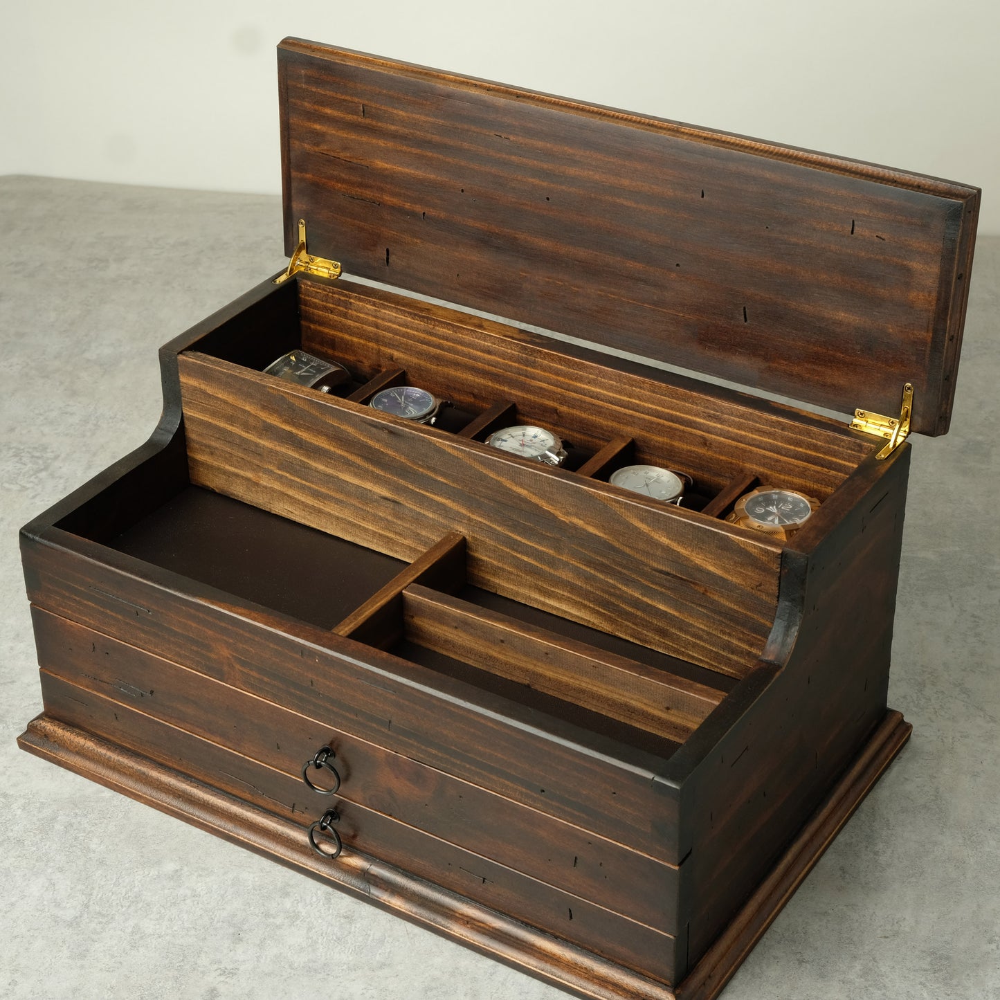 Watch Box Valet Box with Double Drawer N.5
