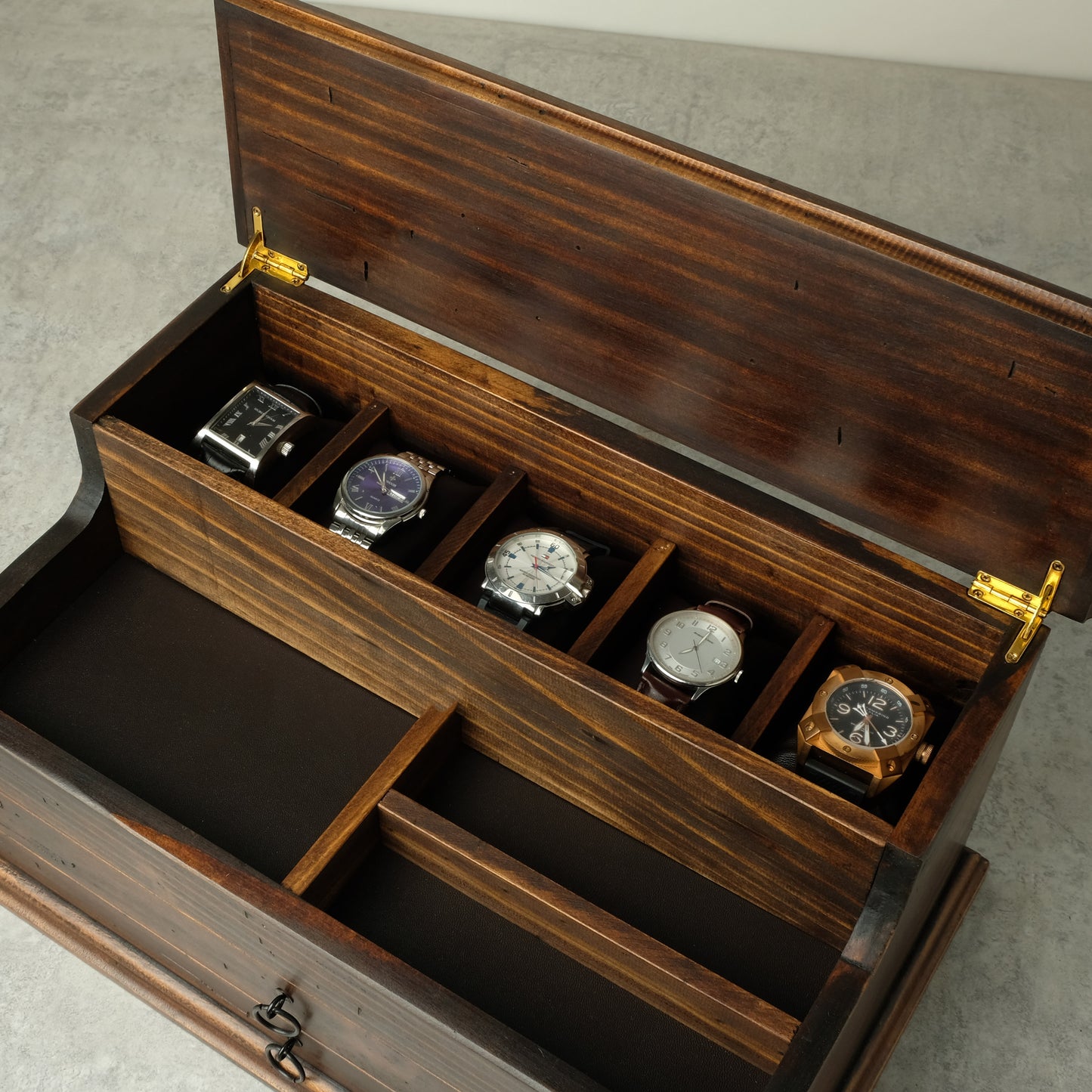 Watch Box Valet Box with Double Drawer N.5