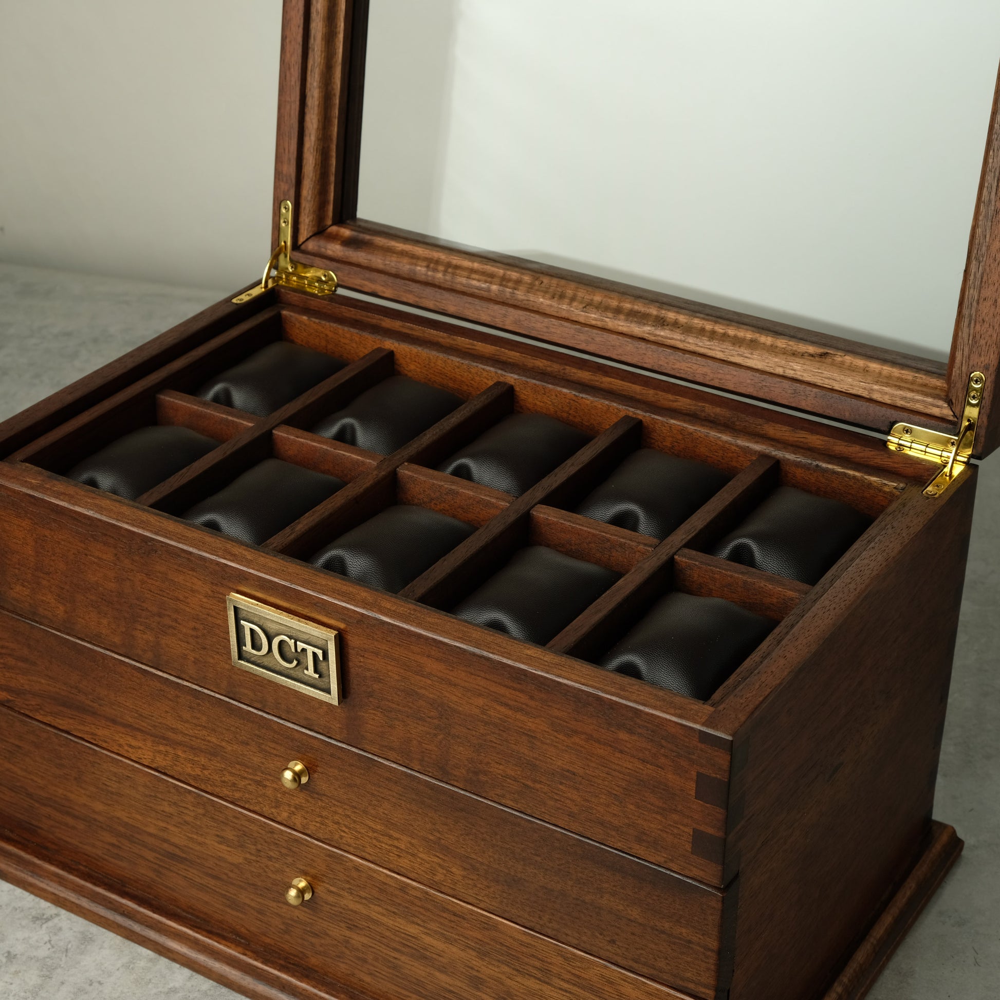 Premium Watch Box for 20 Watches with Cufflink Drawer | Hardwood - Deferichs