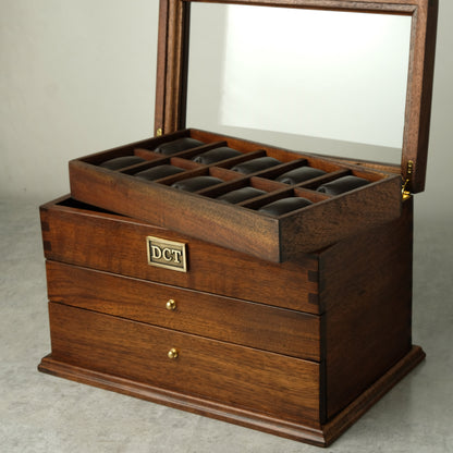 Premium Watch Box for 20 Watches with Cufflink Drawer | Hardwood - Deferichs
