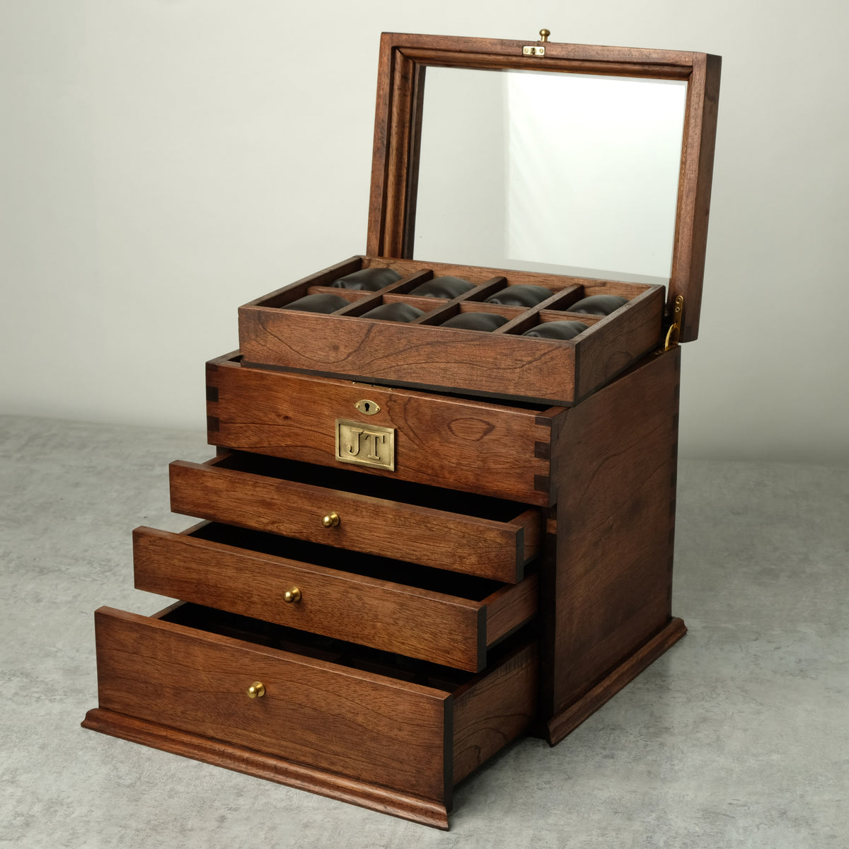 Premium Watch Box for 16 Watches with 3 Drawers and Lock | Hardwood - Deferichs