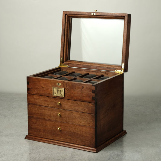 Premium Watch Box for 16 Watches with 3 Drawers and Lock | Hardwood