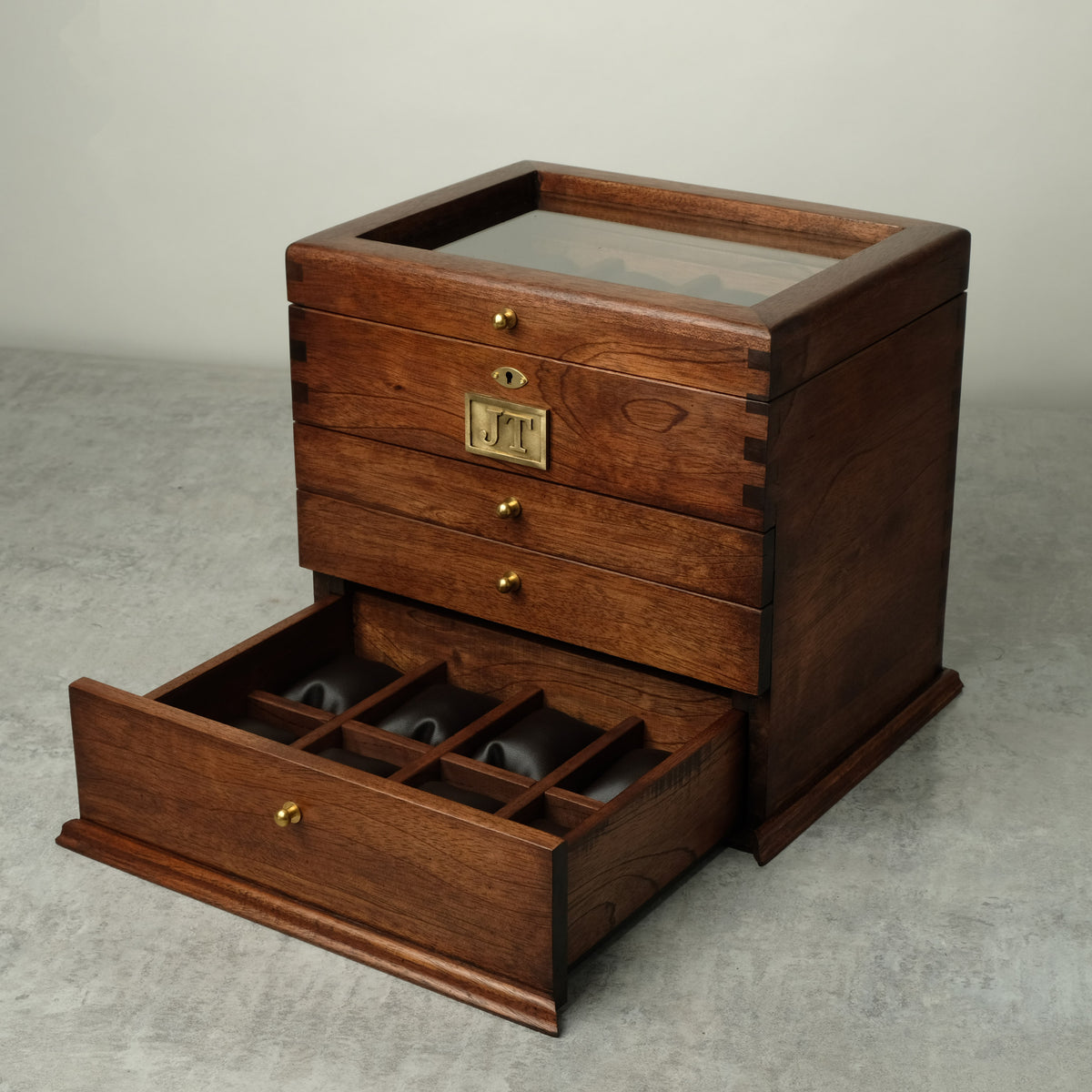 Premium Watch Box for 16 Watches with 3 Drawers and Lock | Hardwood - Deferichs