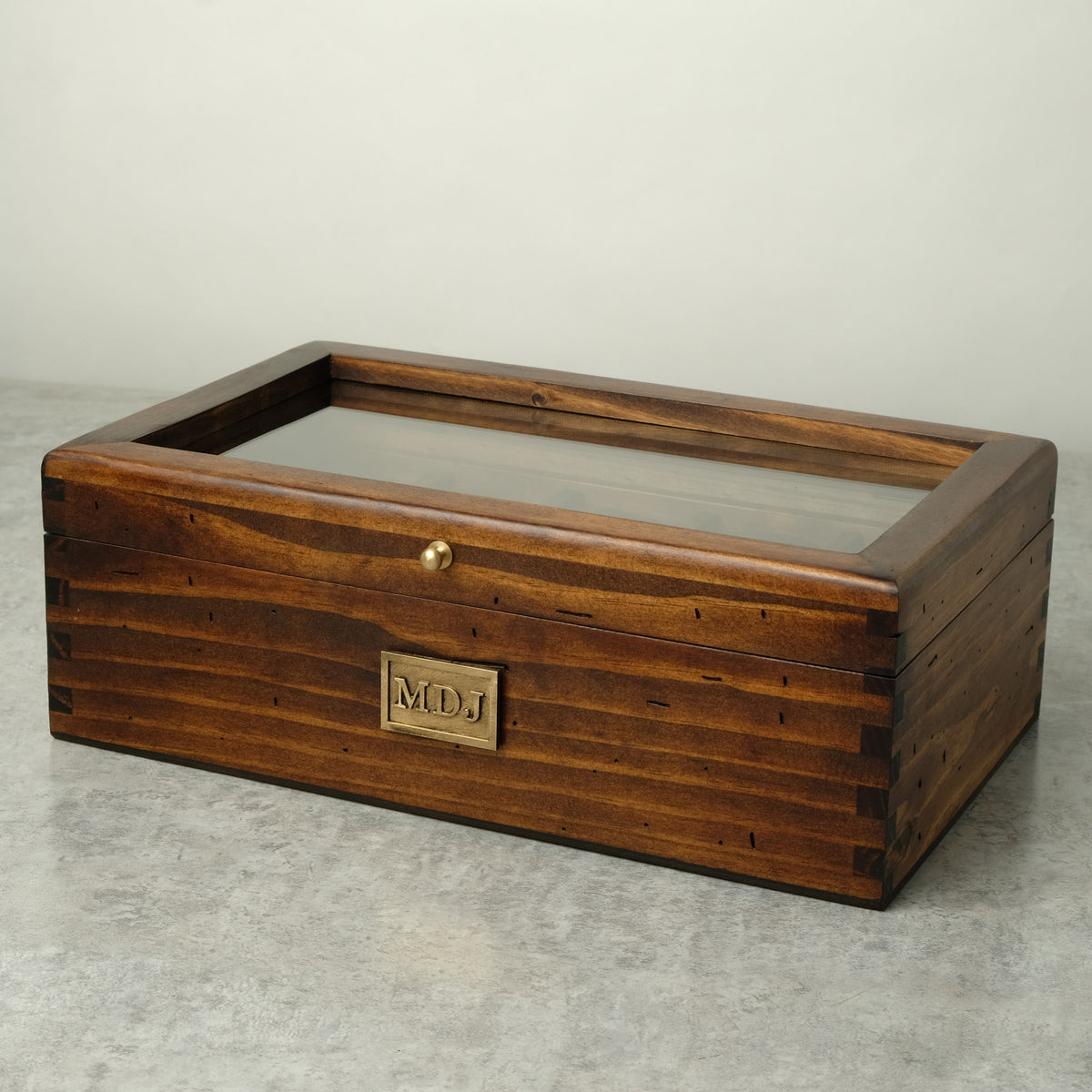 Watch Box for 10 Watches with Secret Compartment - Brass - Modern - Deferichs