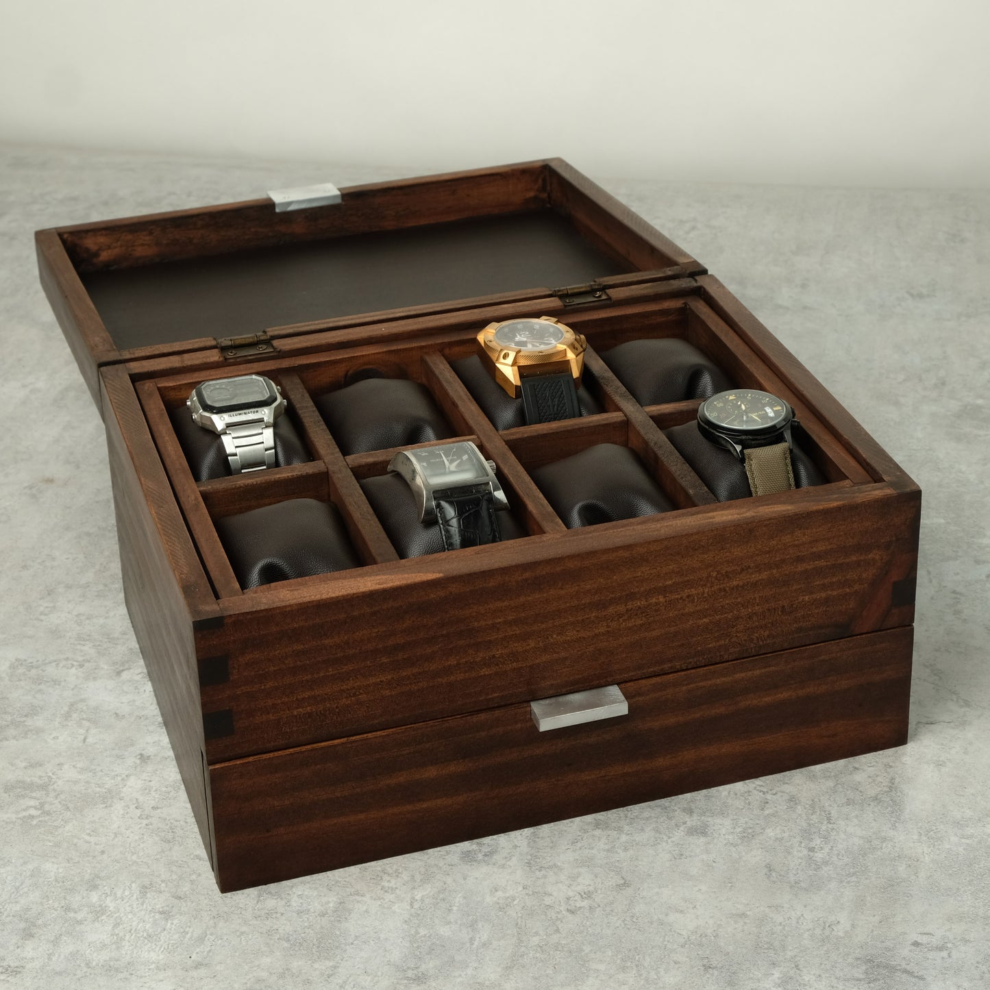 Modern Watch Box for 8 watches with Drawer