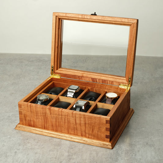 Watch Box for 8 Watches with Secret Compartment - Cedar Wood.