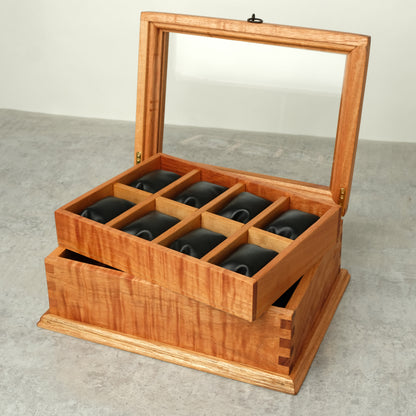 Watch Box for 8 Watches with Secret Compartment - Cedar Wood.