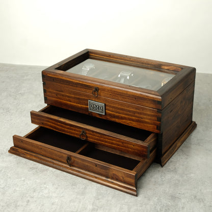 Watch Box for 10 Watches with Double Storage Drawer