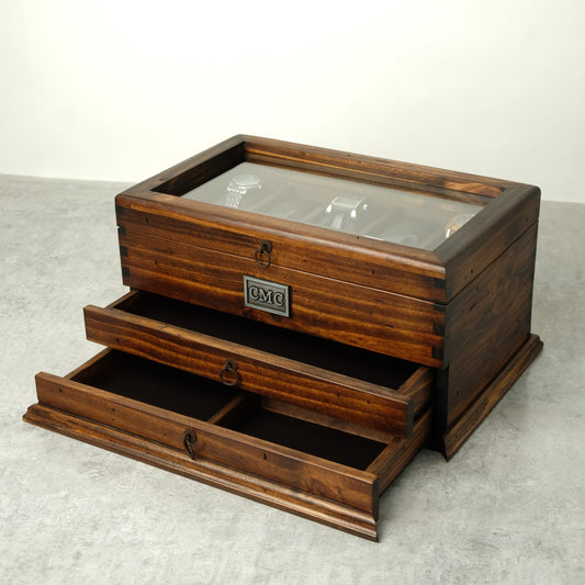 Watch Box for 10 Watches with Double Storage Drawer