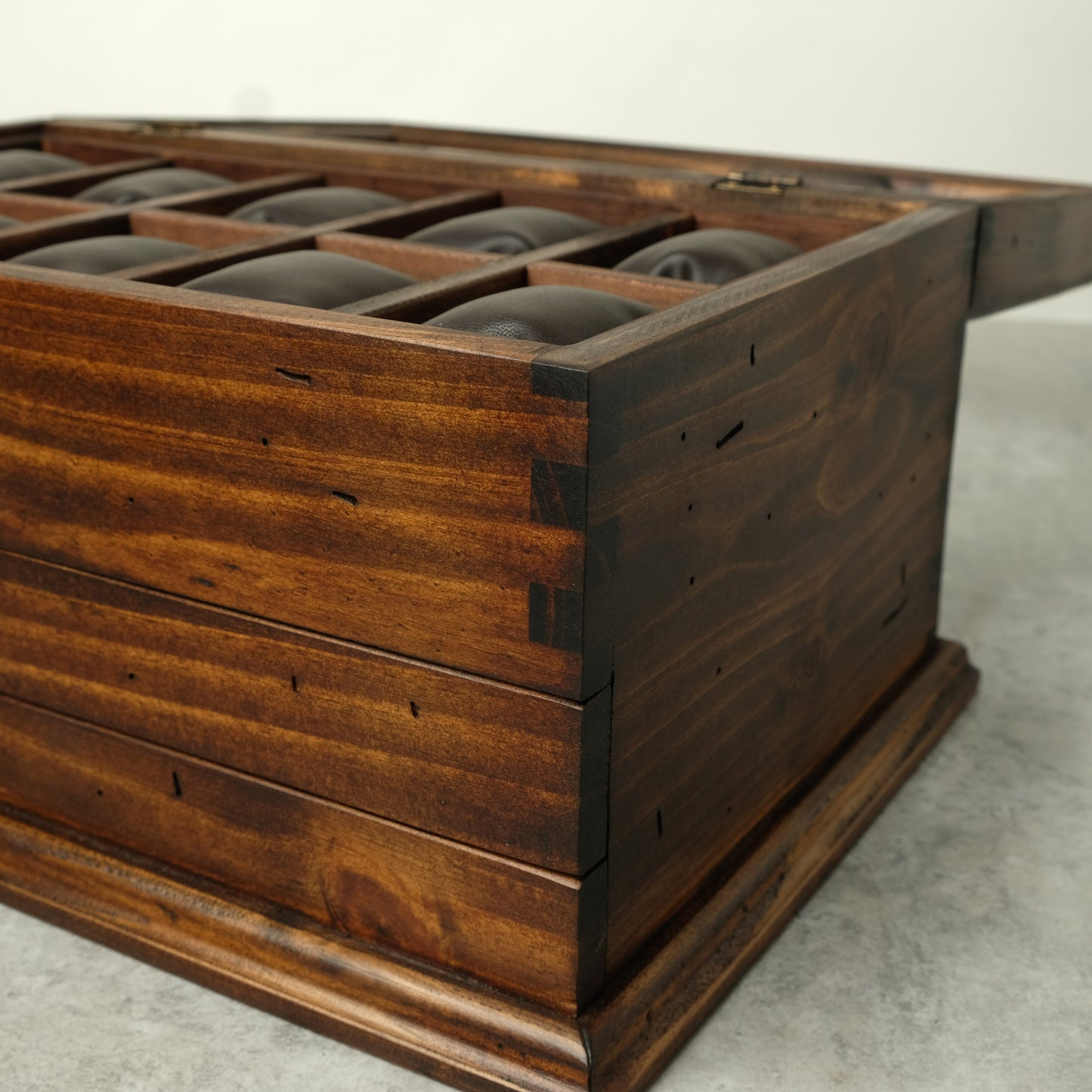 Watch Box for 10 Watches with Double Storage Drawer