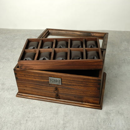 Watch Box for 10 Watches with Double Storage Drawer