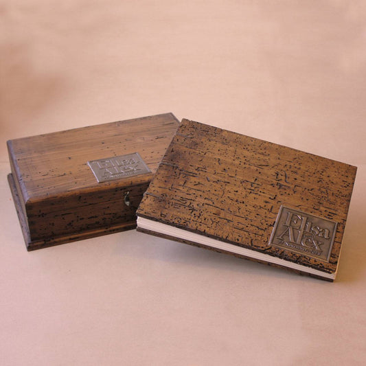 Rustic Wedding Guest Book with Rustic Wedding Keepsake Box. Coptic Binding - Deferichs