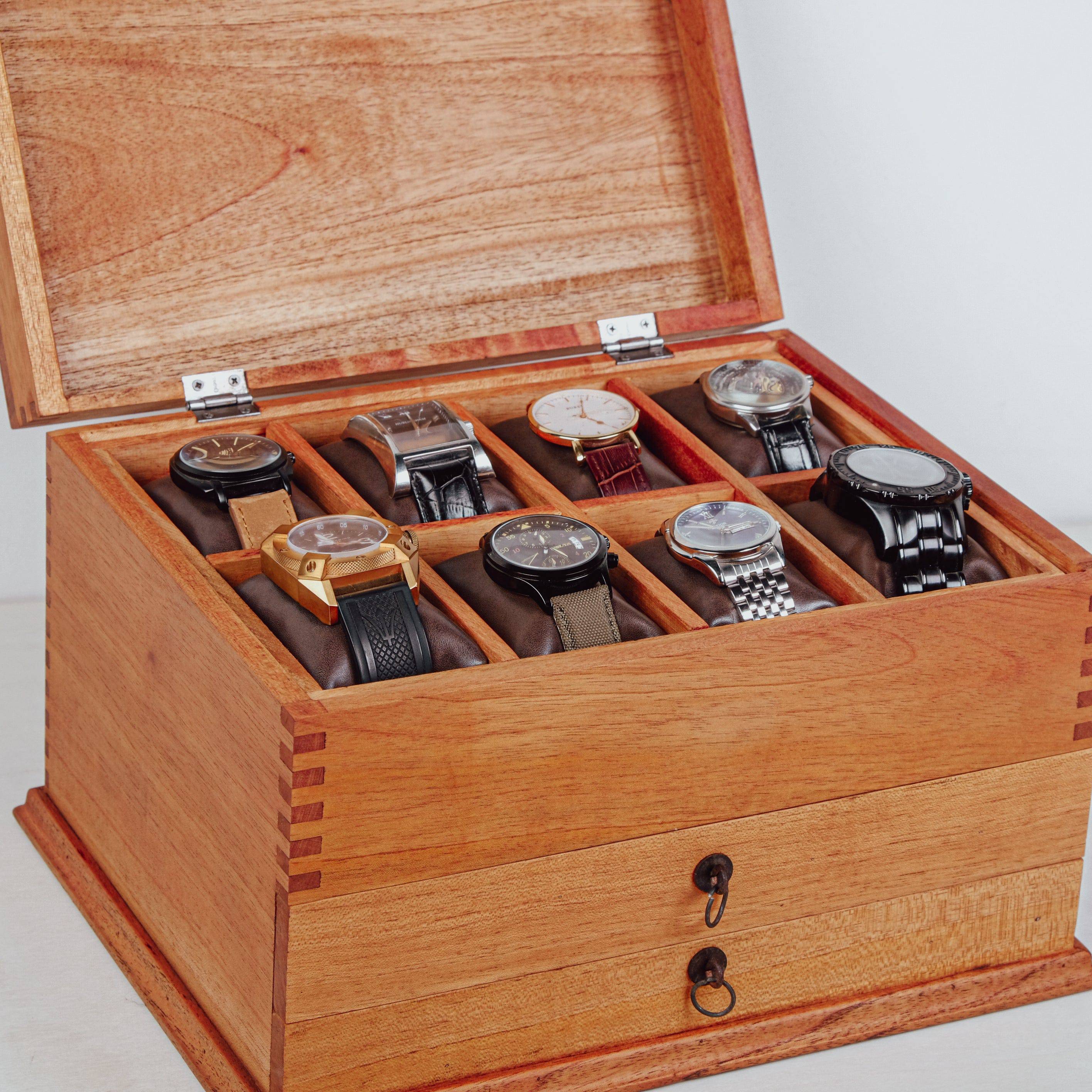Watch Box with Two Drawers for 8 Watches Cedar Wood | Deferichs