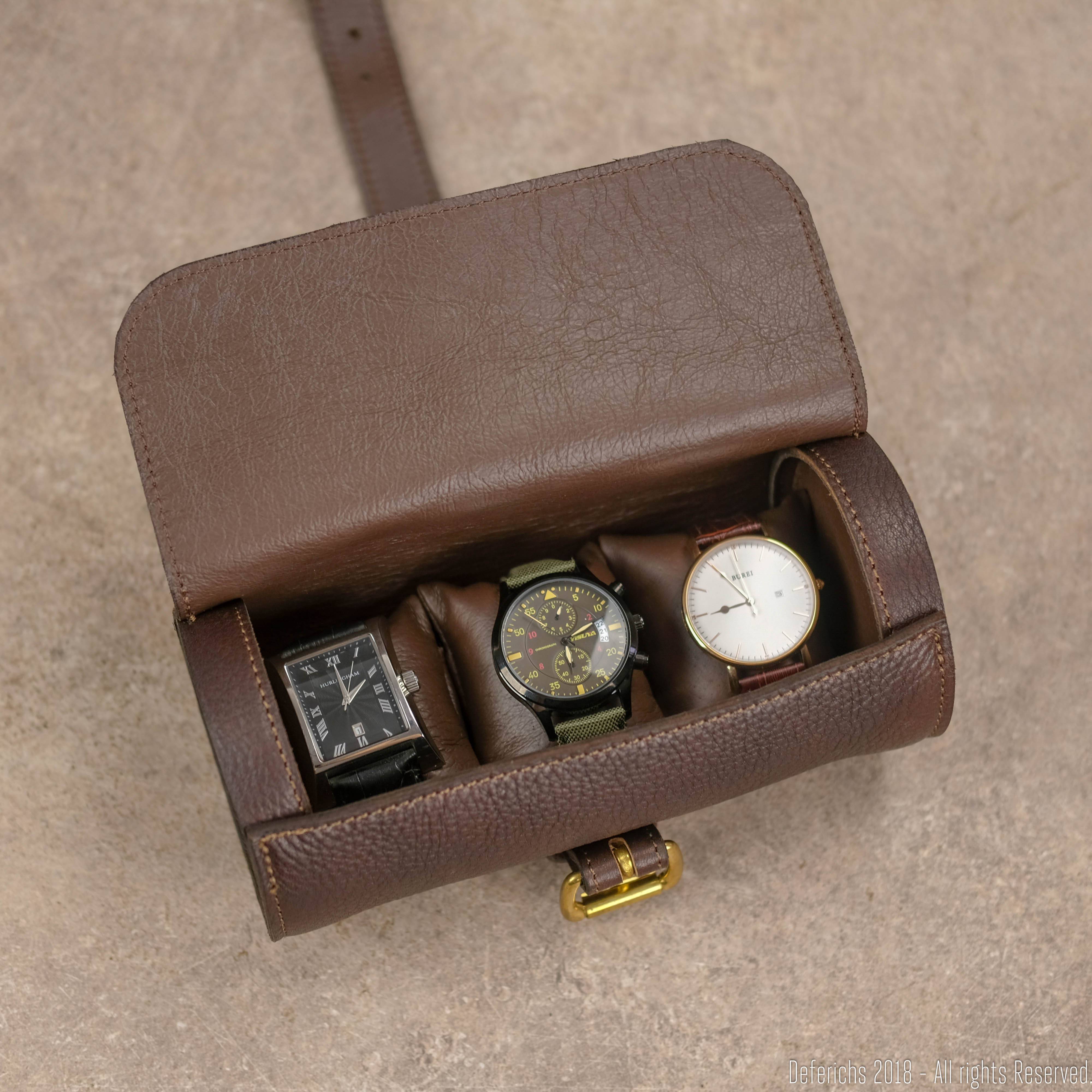 Leather watch clearance case