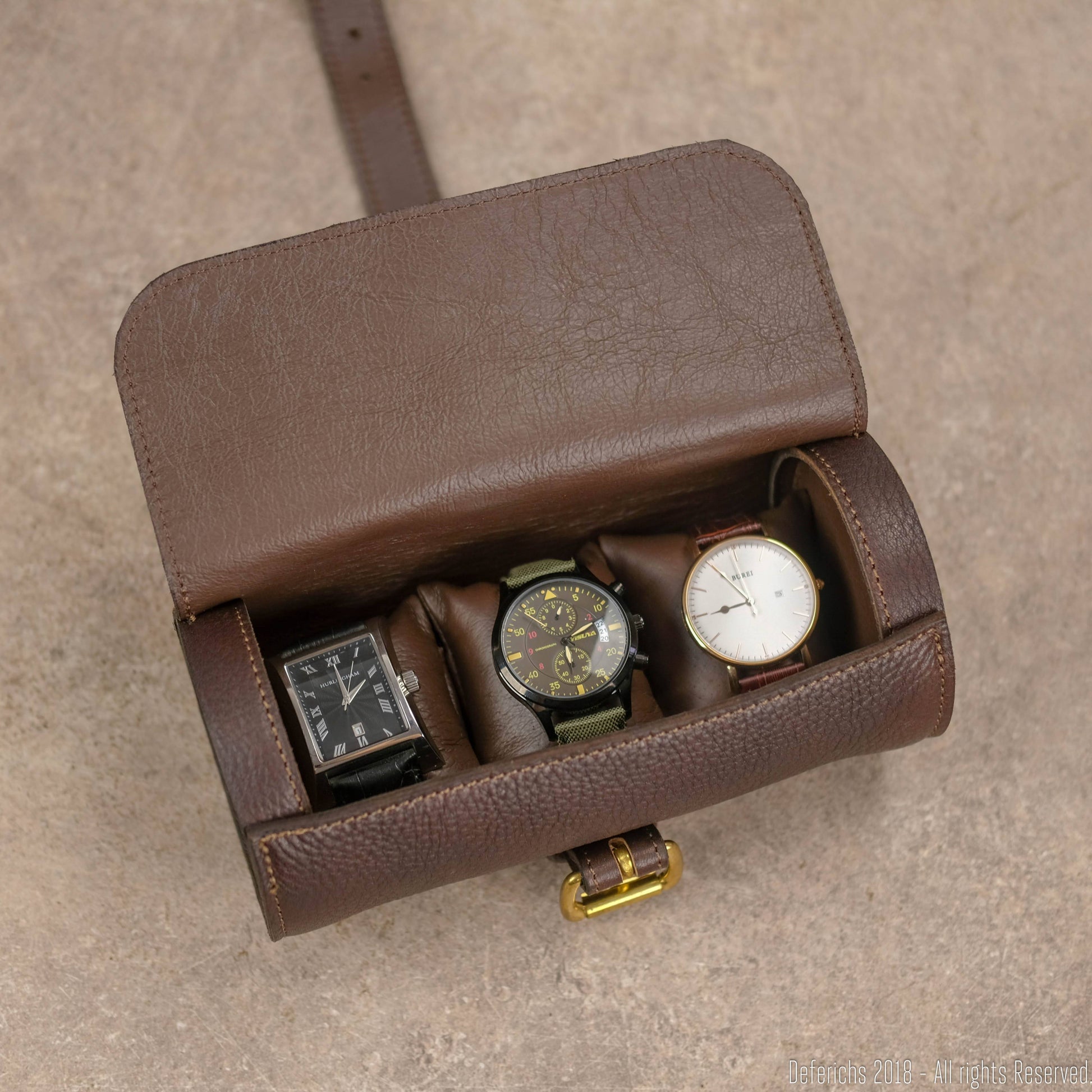 Leather Watch Case Roll for Watches Customizable with initials