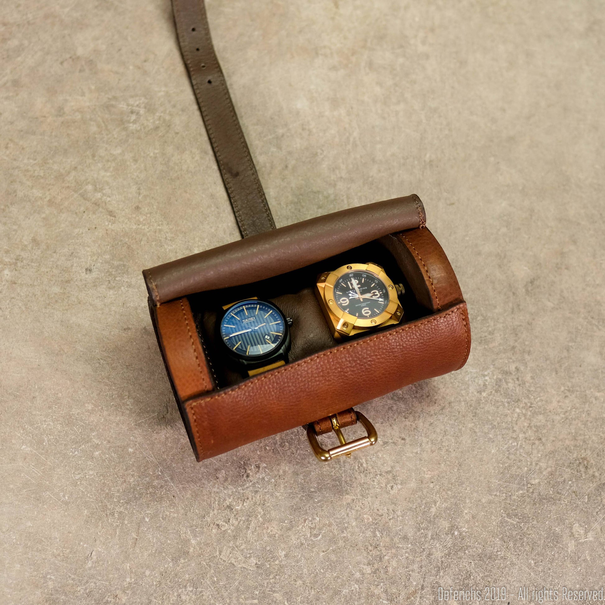 Leather Watch Roll for 2 Watches